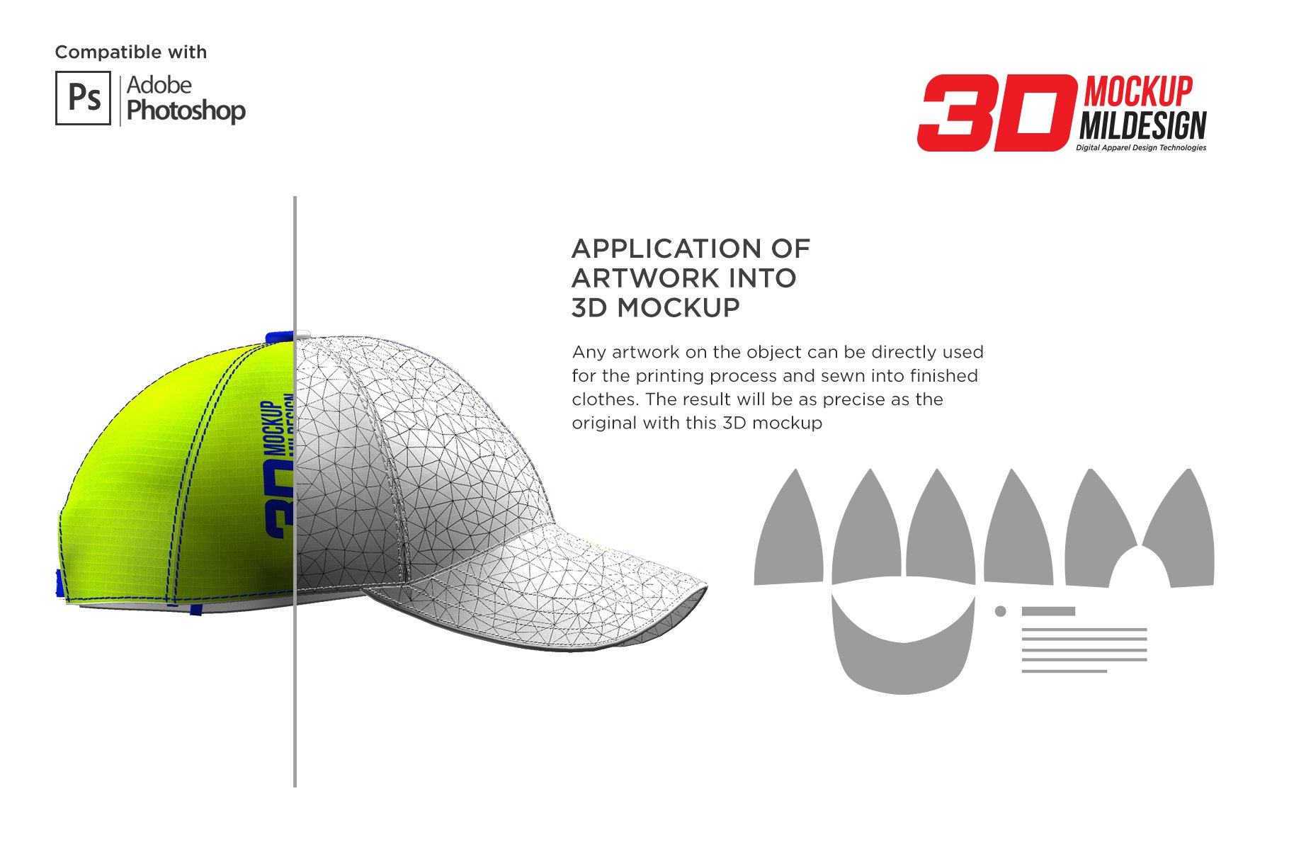 3D半球帽印花图案设计展示贴图样机模板 3D Baseball Cap Mockup_img_2