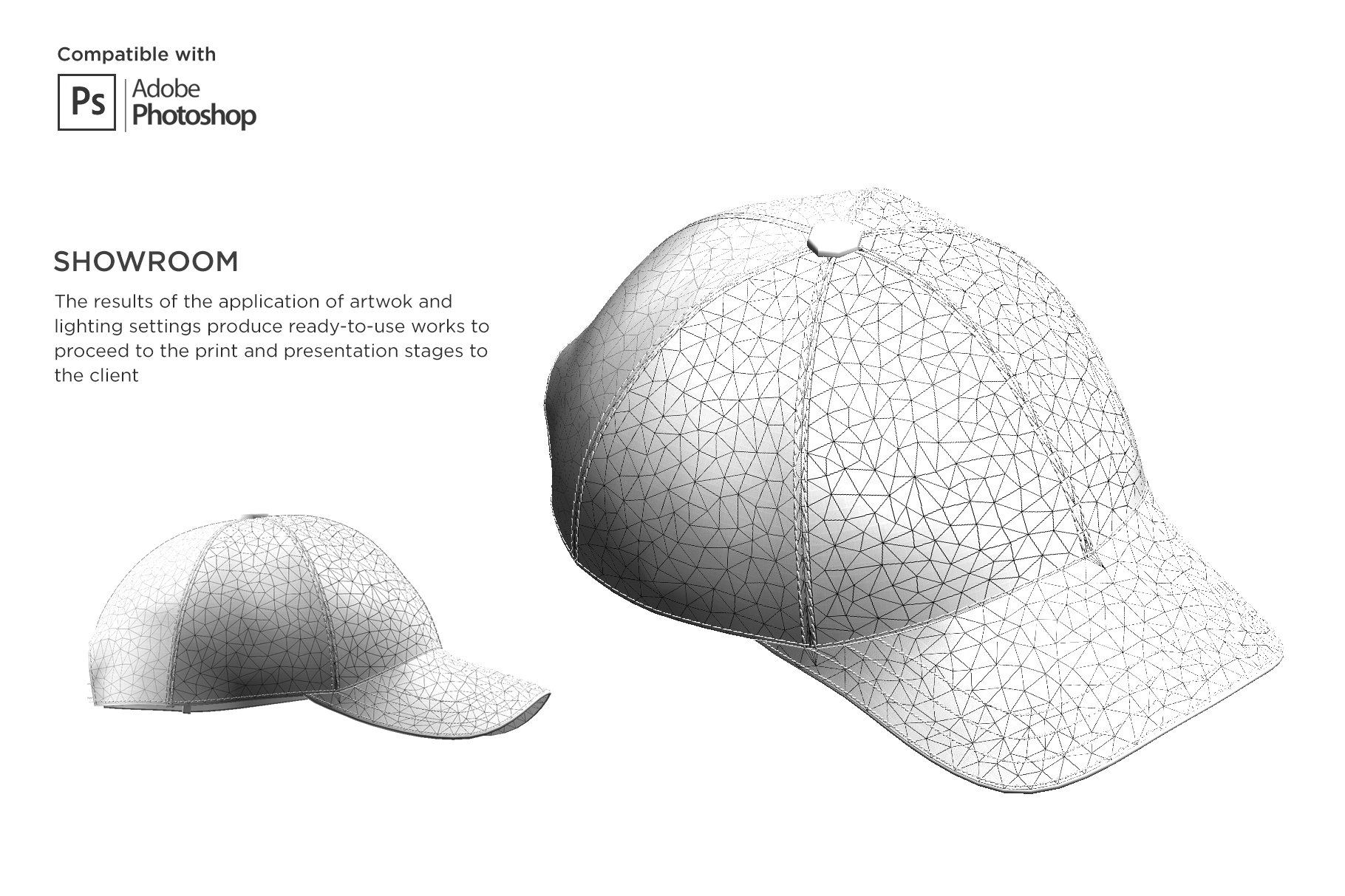 3D半球帽印花图案设计展示贴图样机模板 3D Baseball Cap Mockup_img_2