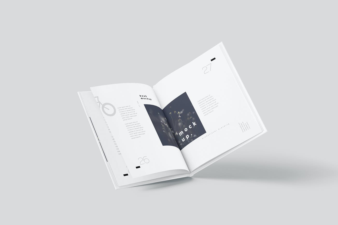 6款悬浮精装书画册设计展示贴图样机模板 Floating Hardcover Book Mockups_img_2