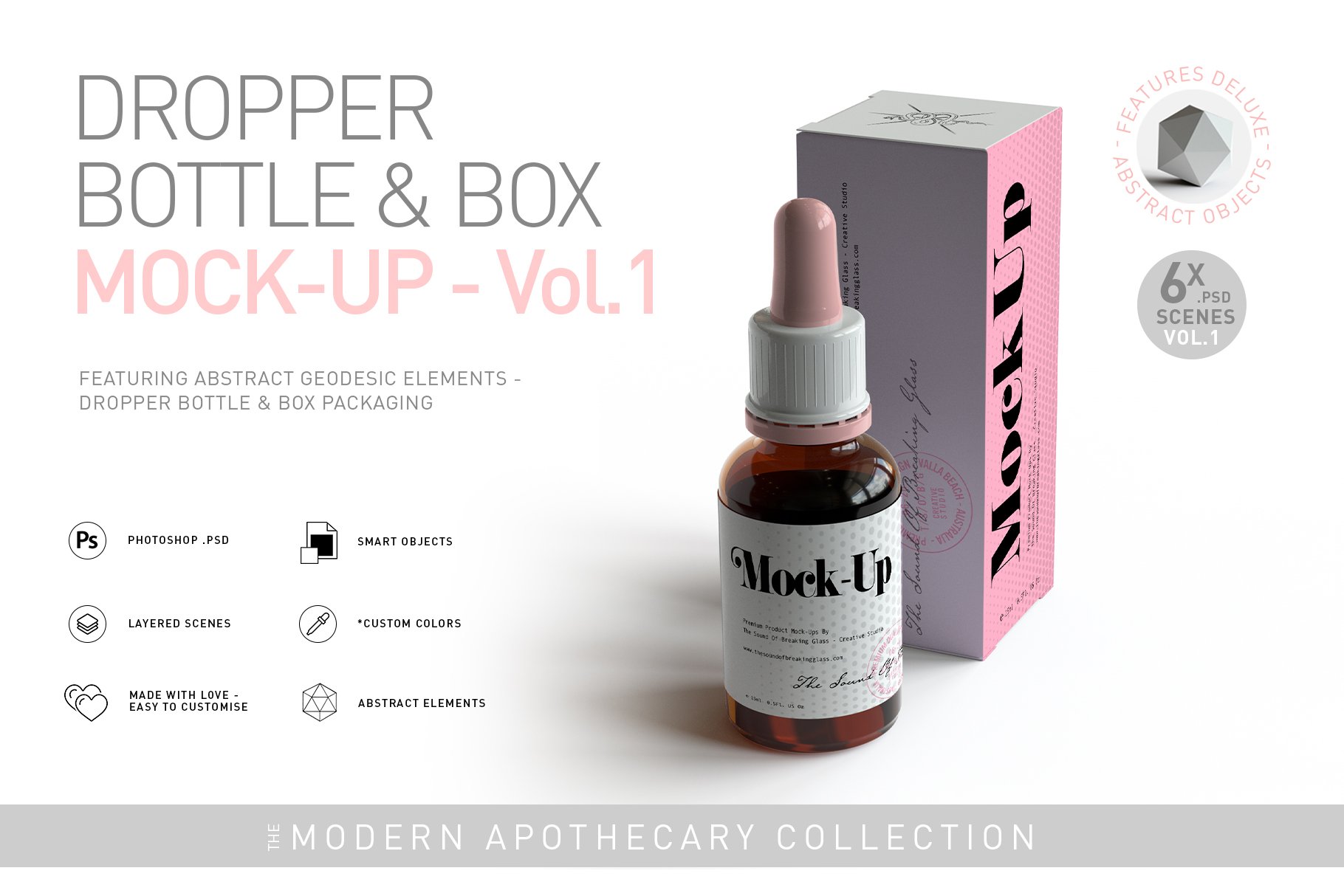 6款药物化妆品滴灌瓶包装纸盒外观设计展示贴图样机 Dropper Bottle & Box Mockup Vol.1_img_2