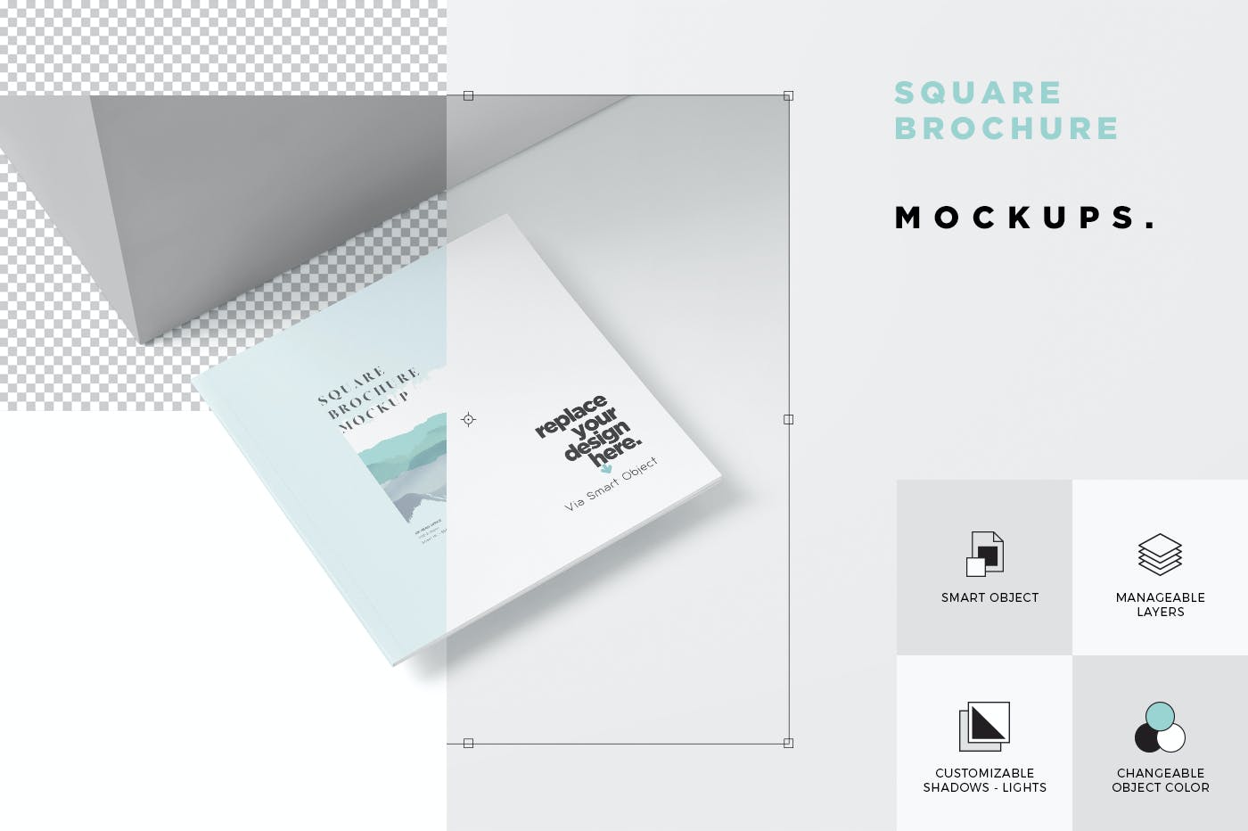 6款方形画册杂志设计展示贴图样机模板 Square Brochure Mockups_img_2