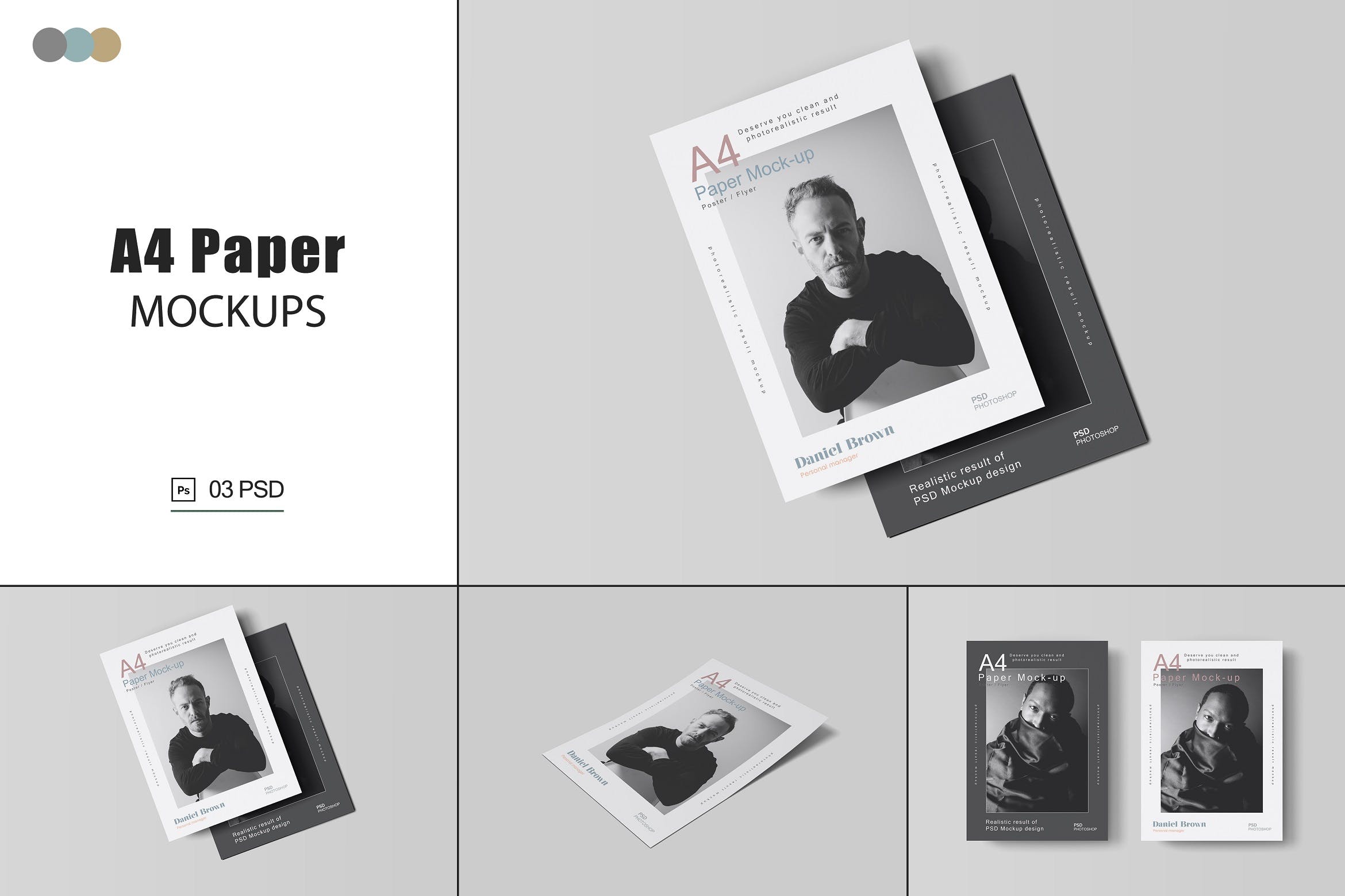 6款A4海报宣传单设计展示贴图样机 A4 Paper Mockups Vol.2_img_2