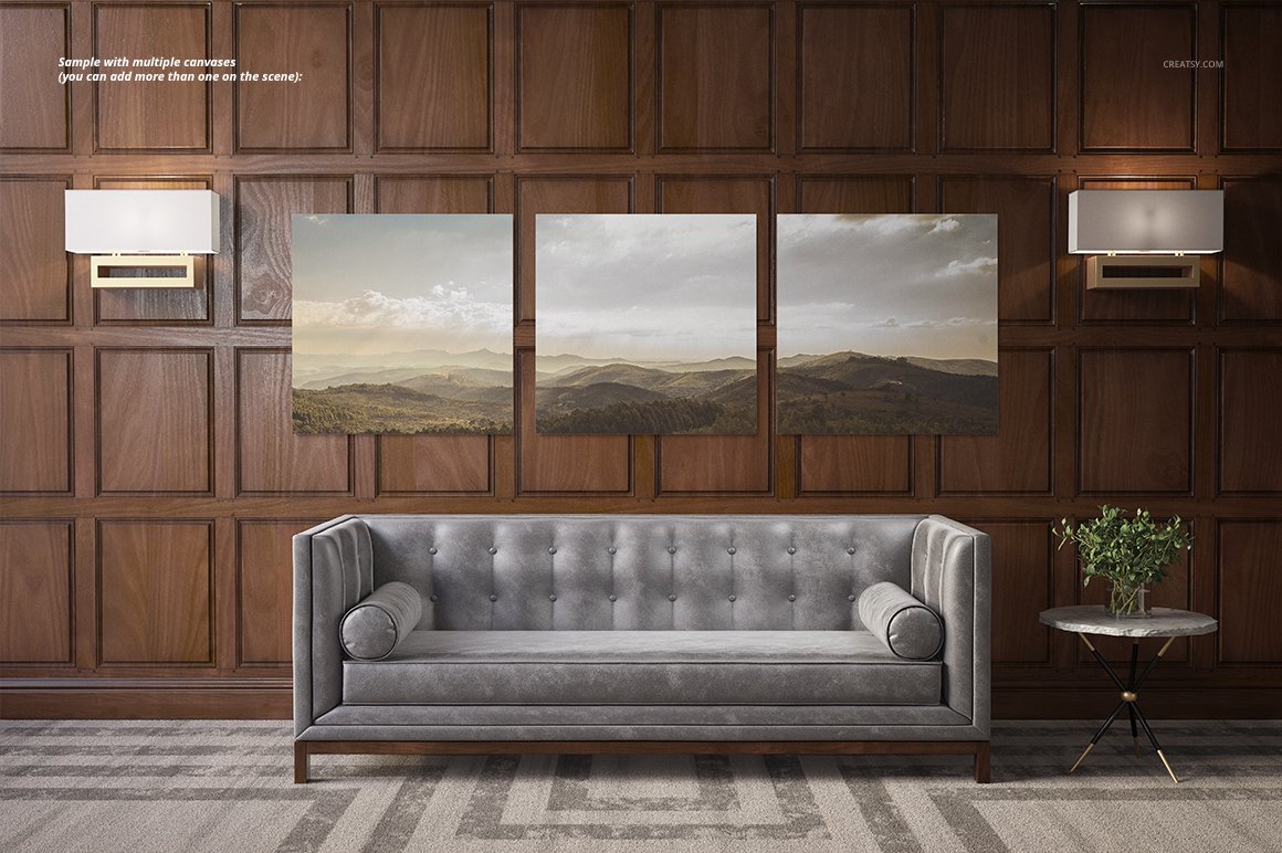 时尚房间室内海报艺术品设计展示贴图样机 Stylish Room Canvas Print Mockup_img_2