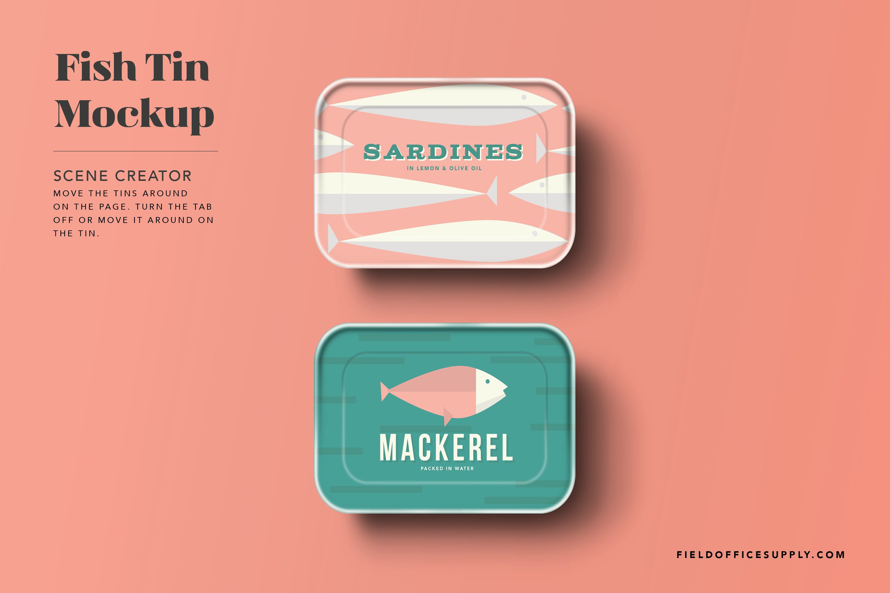 简洁鱼罐头锡罐设计展示贴图样机模板 Sardine Tin Mockup_img_2