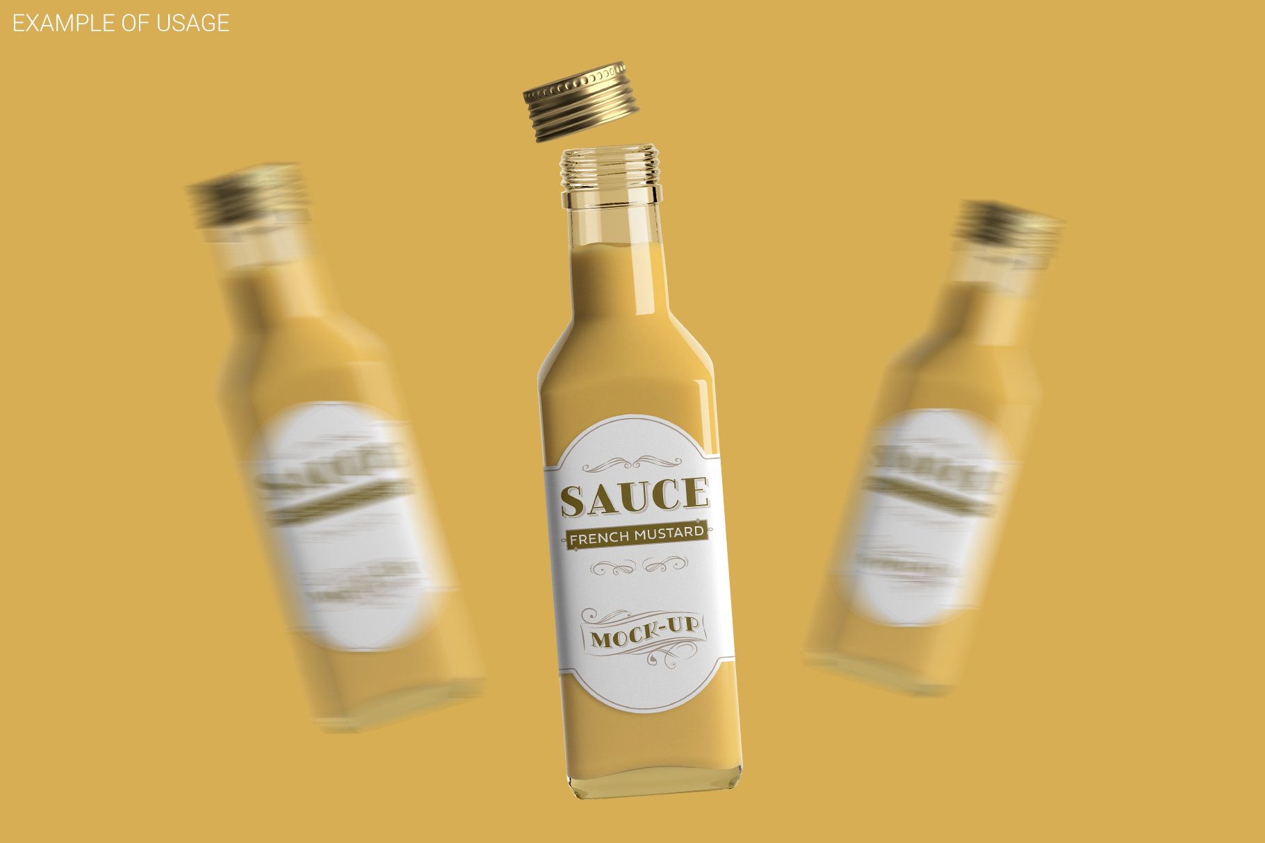 方形橄榄油瓶标签设计贴图样机素材 Sauce Bottle Mockup_img_2