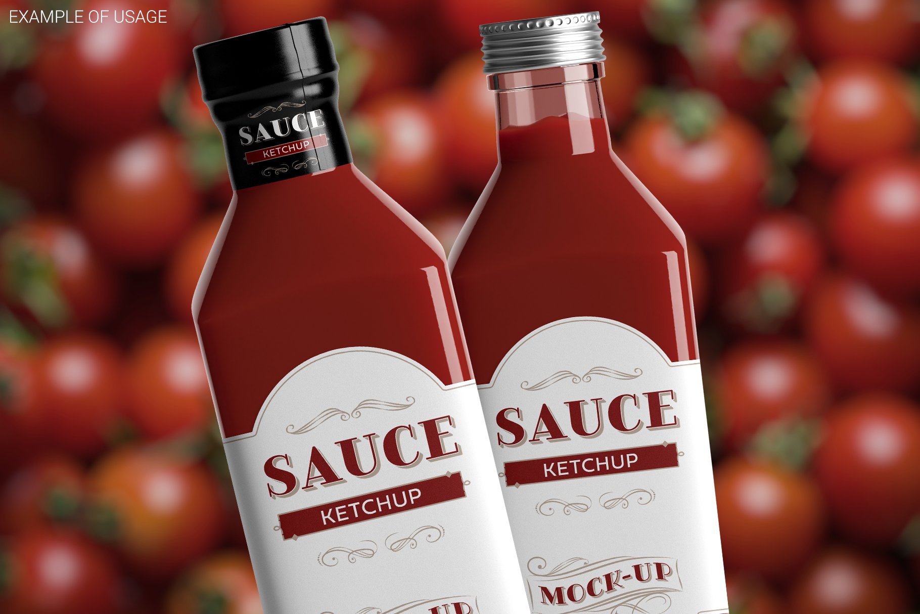 方形橄榄油瓶标签设计贴图样机素材 Sauce Bottle Mockup_img_2