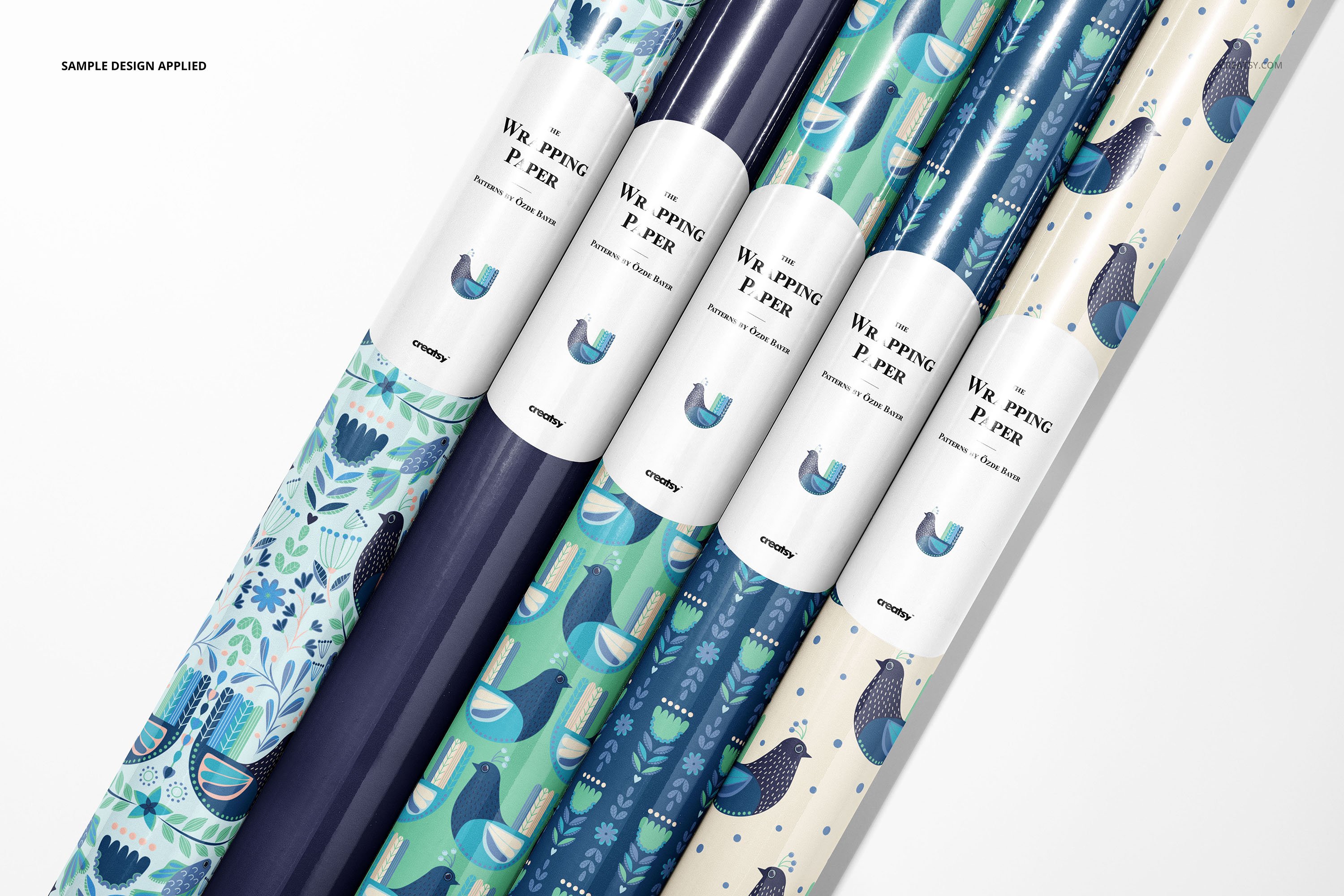 33款时尚礼品包装纸印花图案设计展示贴图样机合集 Gift Wrapping Paper Mockup Bundle_img_2