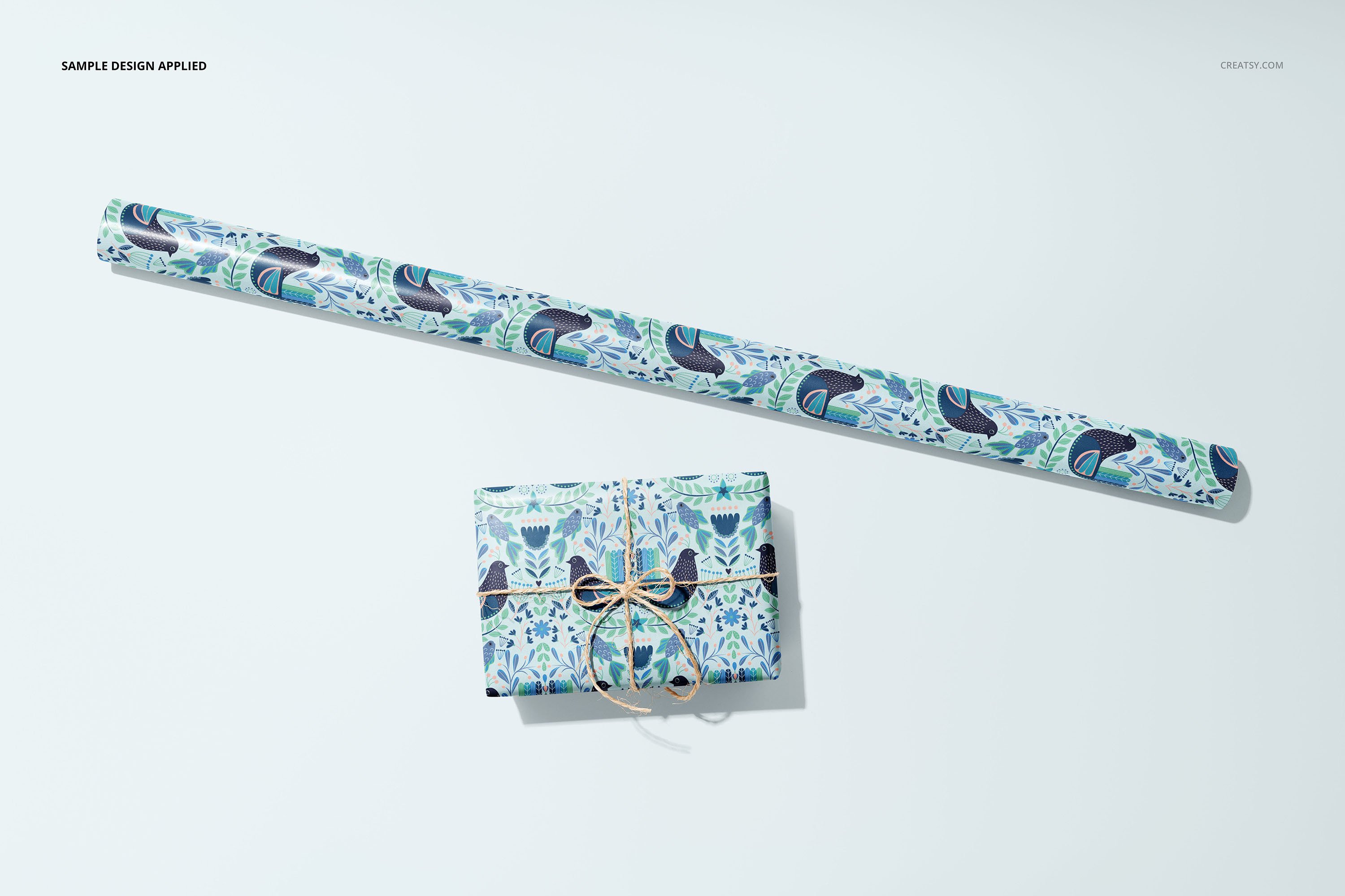 33款时尚礼品包装纸印花图案设计展示贴图样机合集 Gift Wrapping Paper Mockup Bundle_img_2