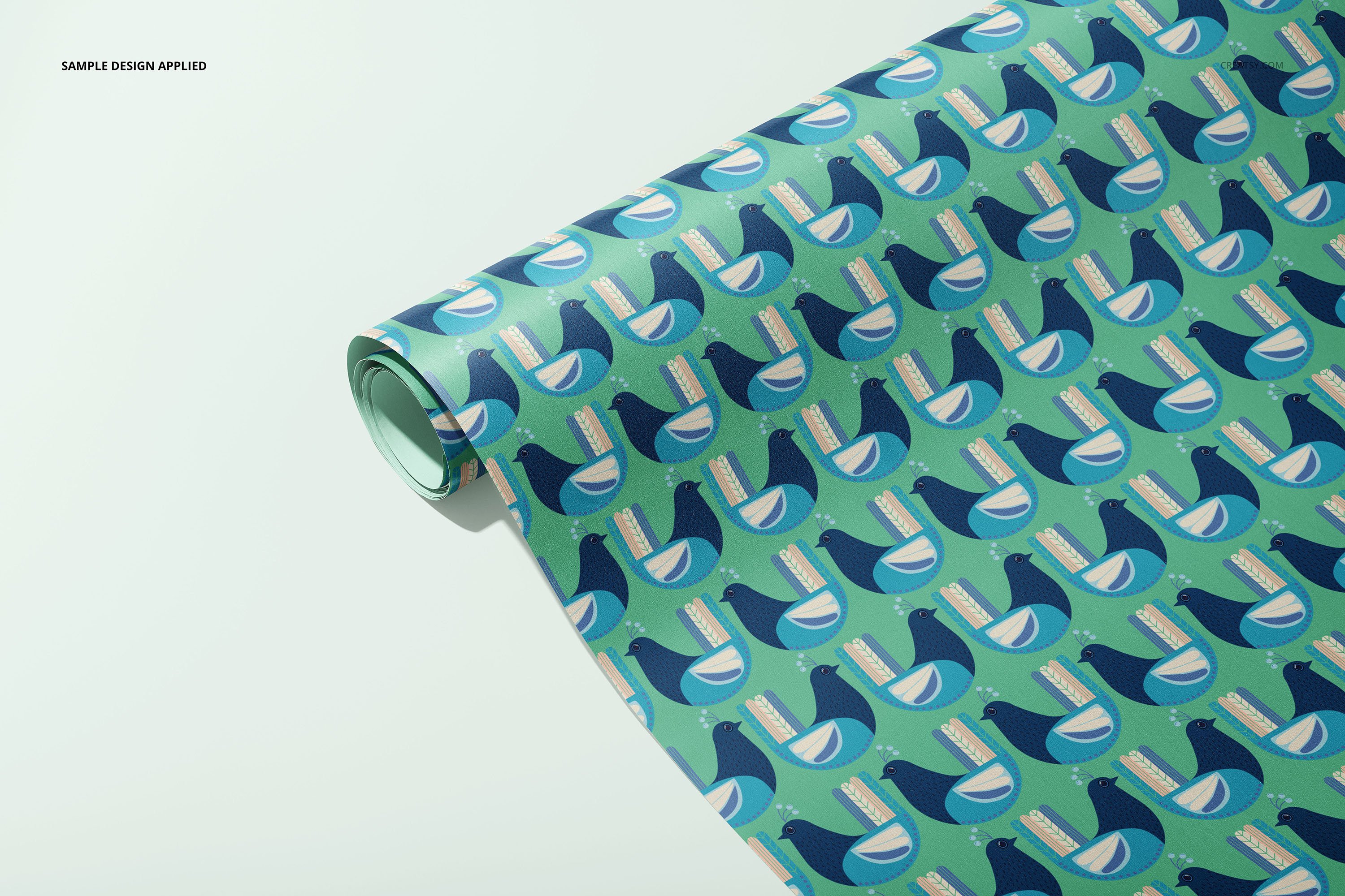 33款时尚礼品包装纸印花图案设计展示贴图样机合集 Gift Wrapping Paper Mockup Bundle_img_2