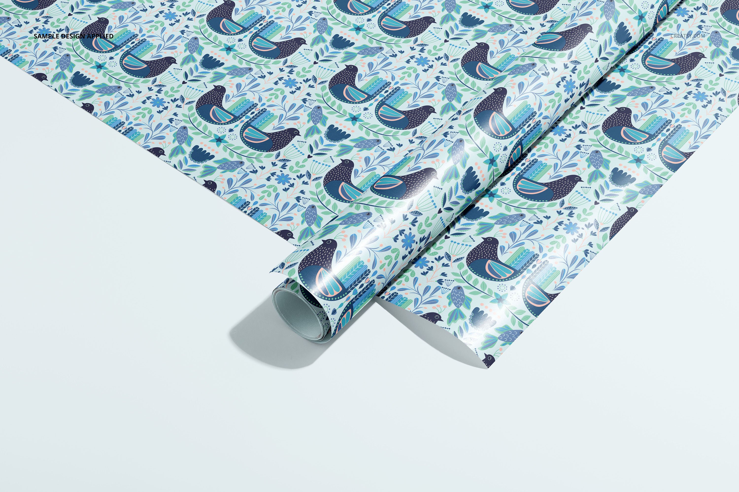 33款时尚礼品包装纸印花图案设计展示贴图样机合集 Gift Wrapping Paper Mockup Bundle_img_2