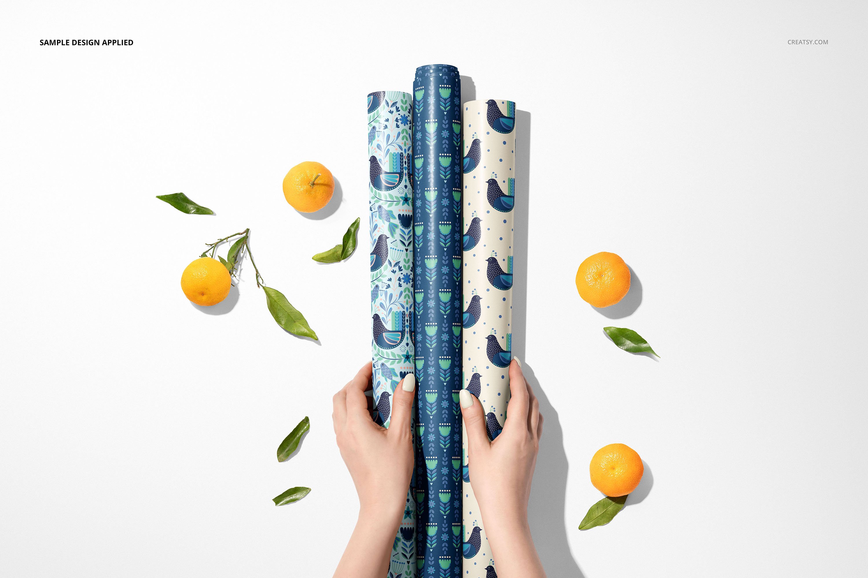 33款时尚礼品包装纸印花图案设计展示贴图样机合集 Gift Wrapping Paper Mockup Bundle_img_2