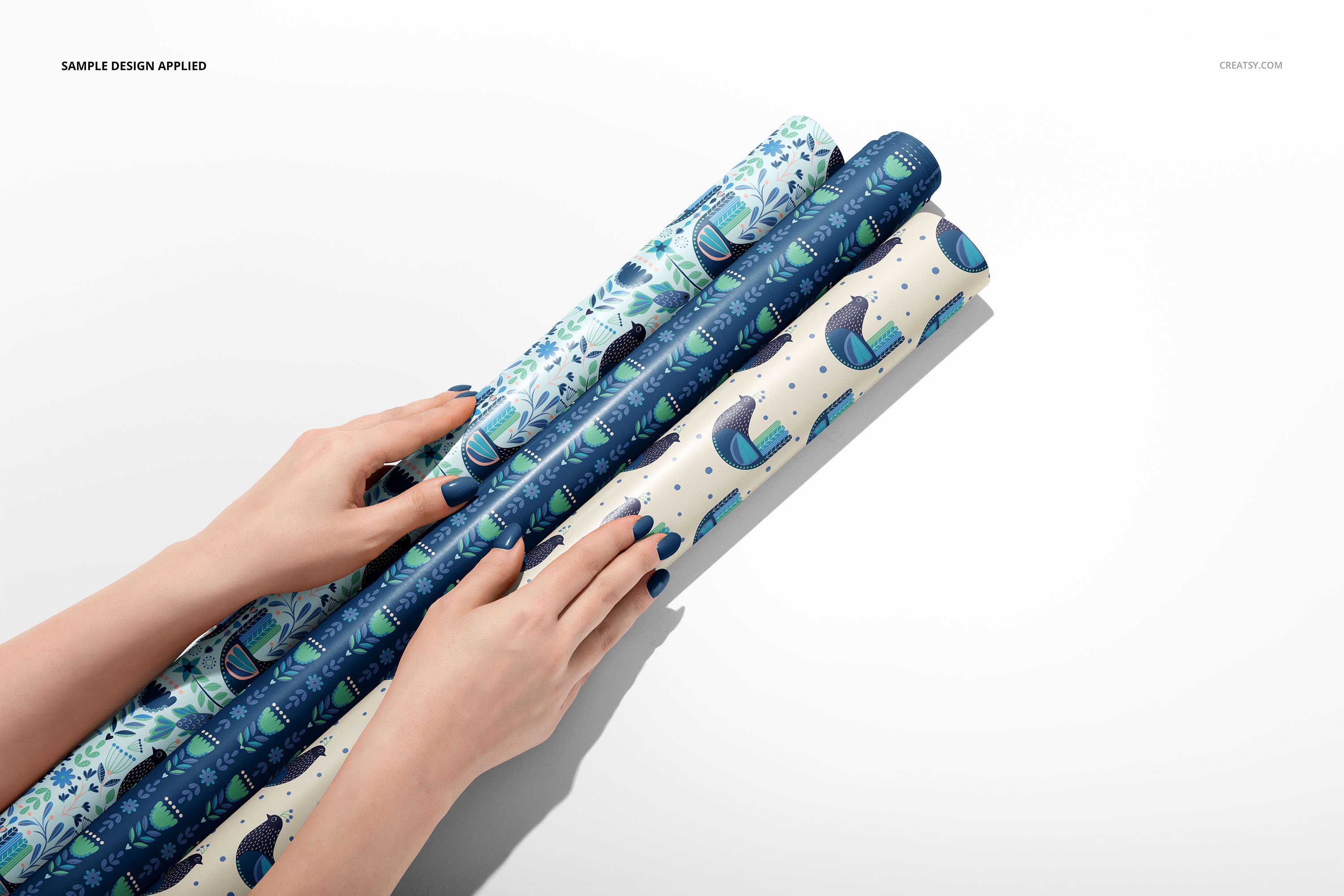 33款时尚礼品包装纸印花图案设计展示贴图样机合集 Gift Wrapping Paper Mockup Bundle_img_2