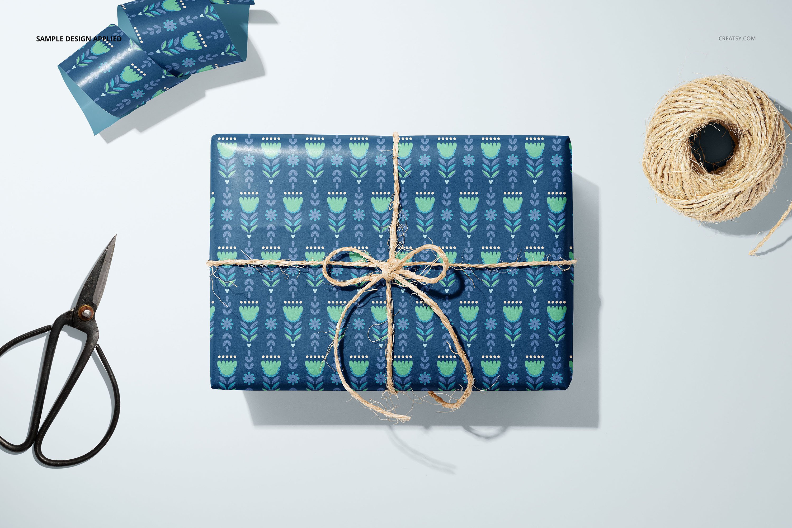 33款时尚礼品包装纸印花图案设计展示贴图样机合集 Gift Wrapping Paper Mockup Bundle_img_2