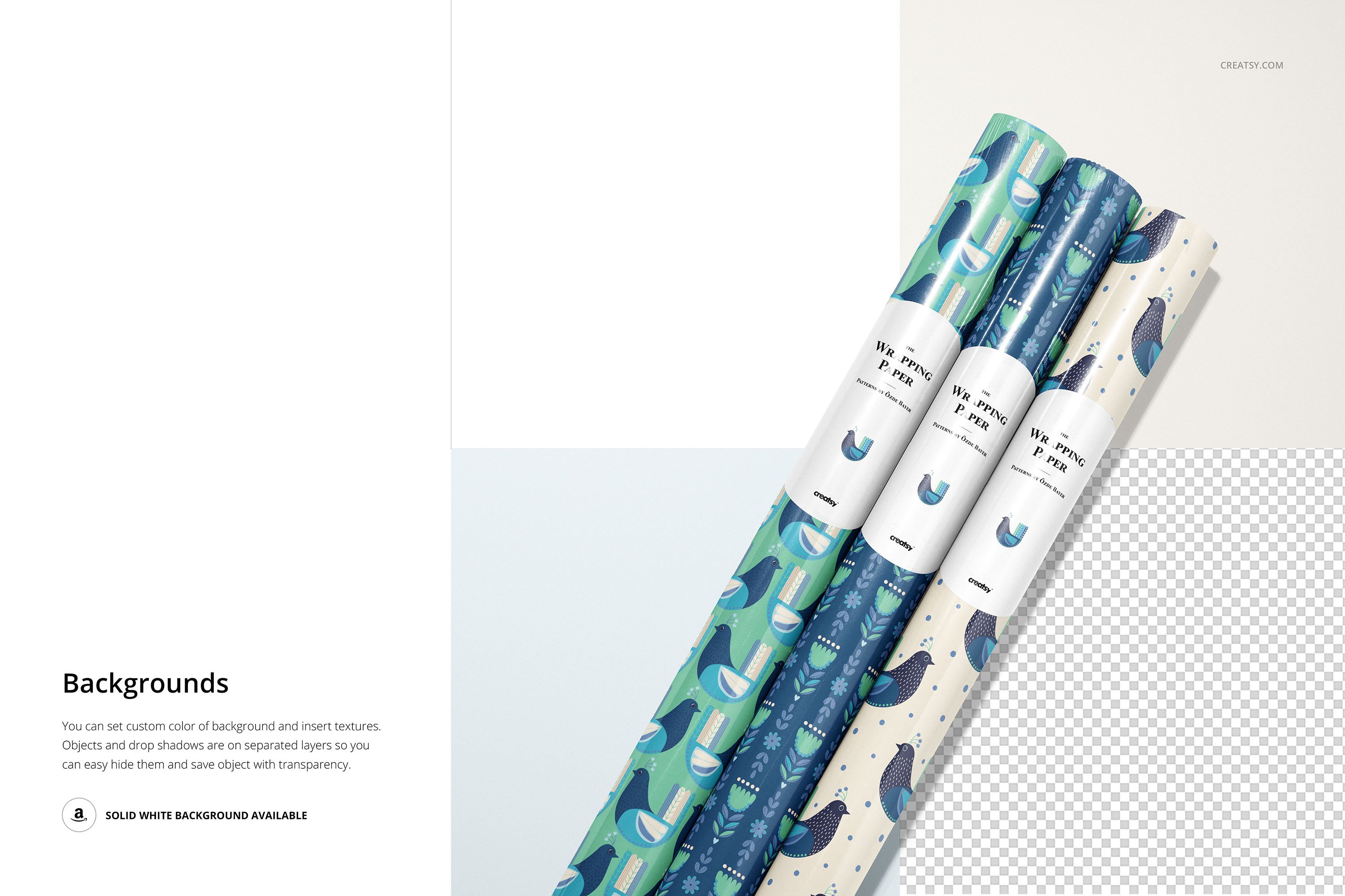 33款时尚礼品包装纸印花图案设计展示贴图样机合集 Gift Wrapping Paper Mockup Bundle_img_2