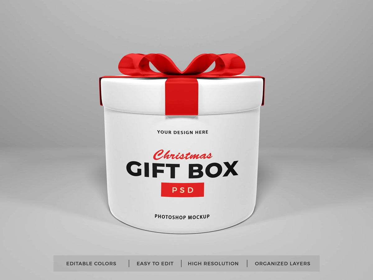 10个多角度圣诞节礼品盒设计展示贴图样机 Christmas Gift Box Mockup Vol 5_img_2