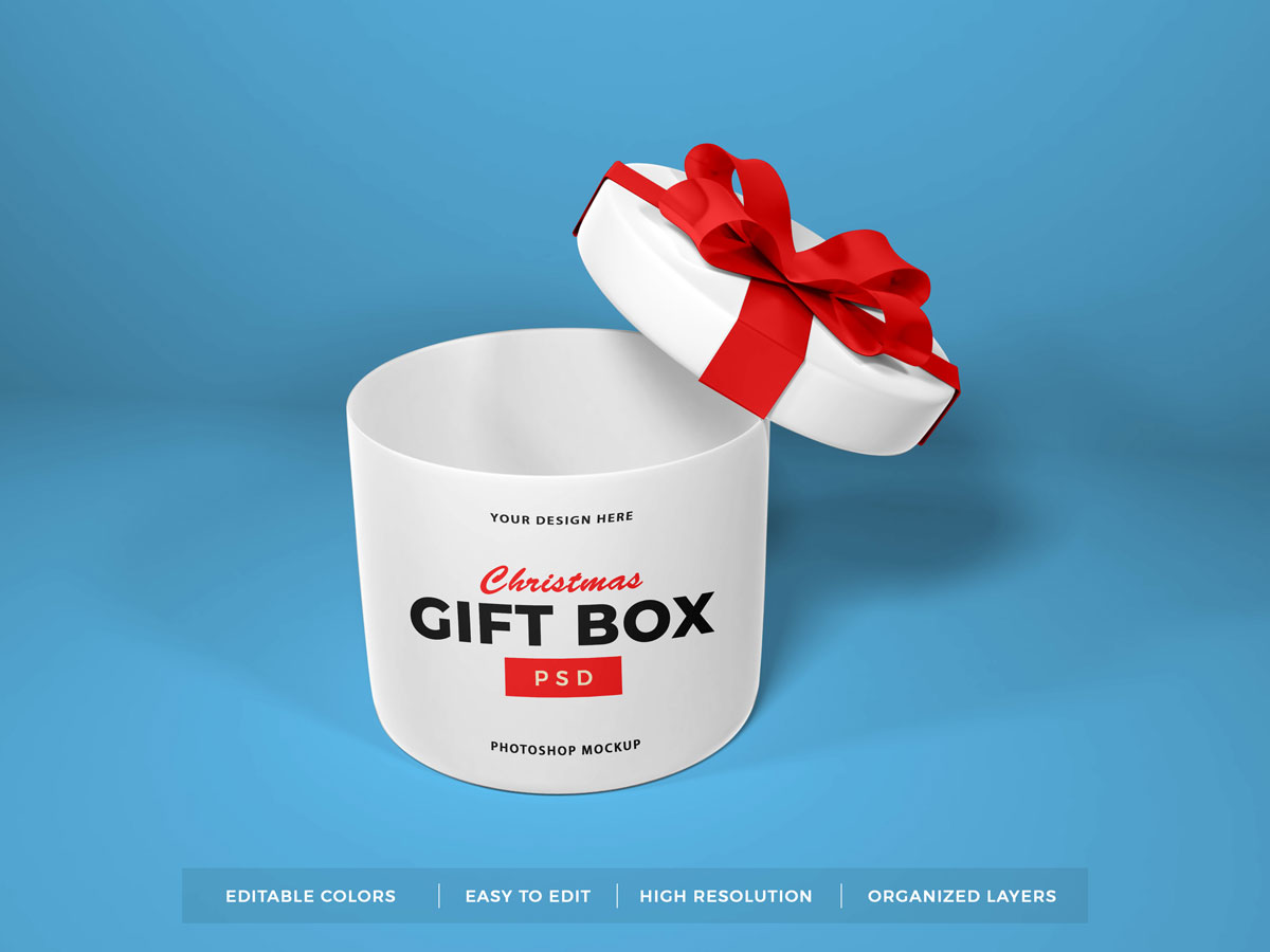 10个多角度圣诞节礼品盒设计展示贴图样机 Christmas Gift Box Mockup Vol 5_img_2