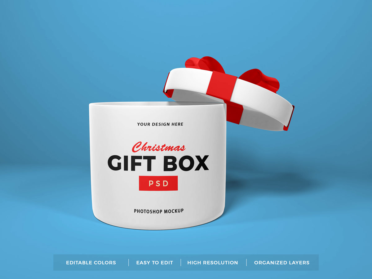 10个多角度圣诞节礼品盒设计展示贴图样机 Christmas Gift Box Mockup Vol 5_img_2