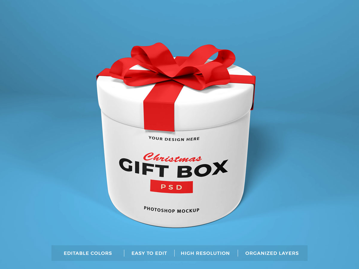 10个多角度圣诞节礼品盒设计展示贴图样机 Christmas Gift Box Mockup Vol 5_img_2