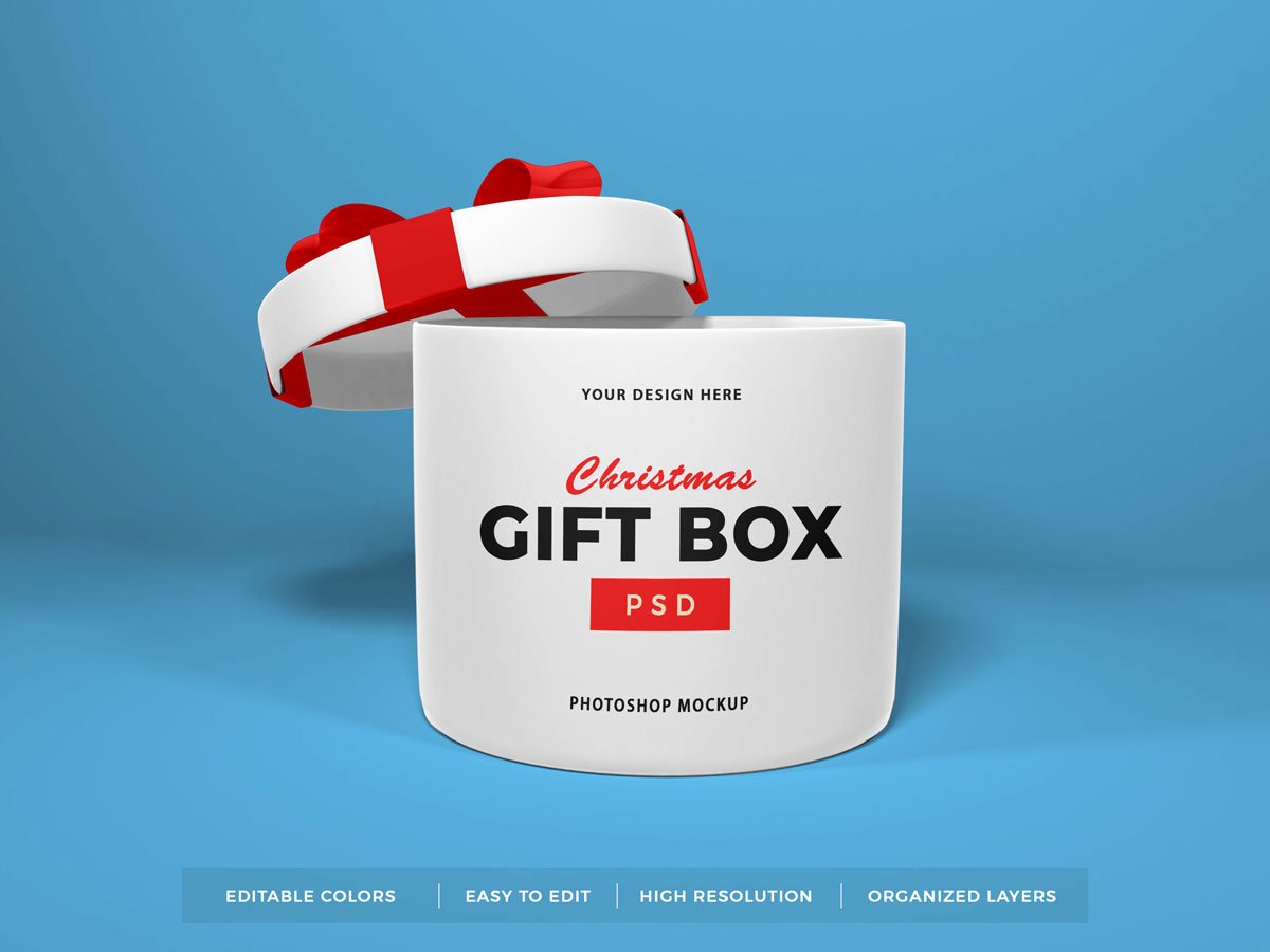 10个多角度圣诞节礼品盒设计展示贴图样机 Christmas Gift Box Mockup Vol 5_img_2