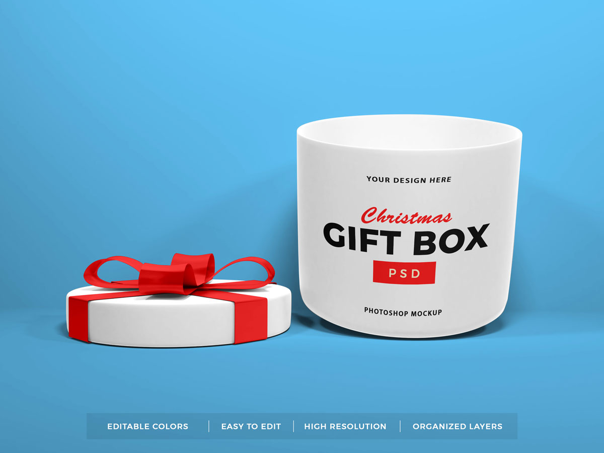 10个多角度圣诞节礼品盒设计展示贴图样机 Christmas Gift Box Mockup Vol 5_img_2