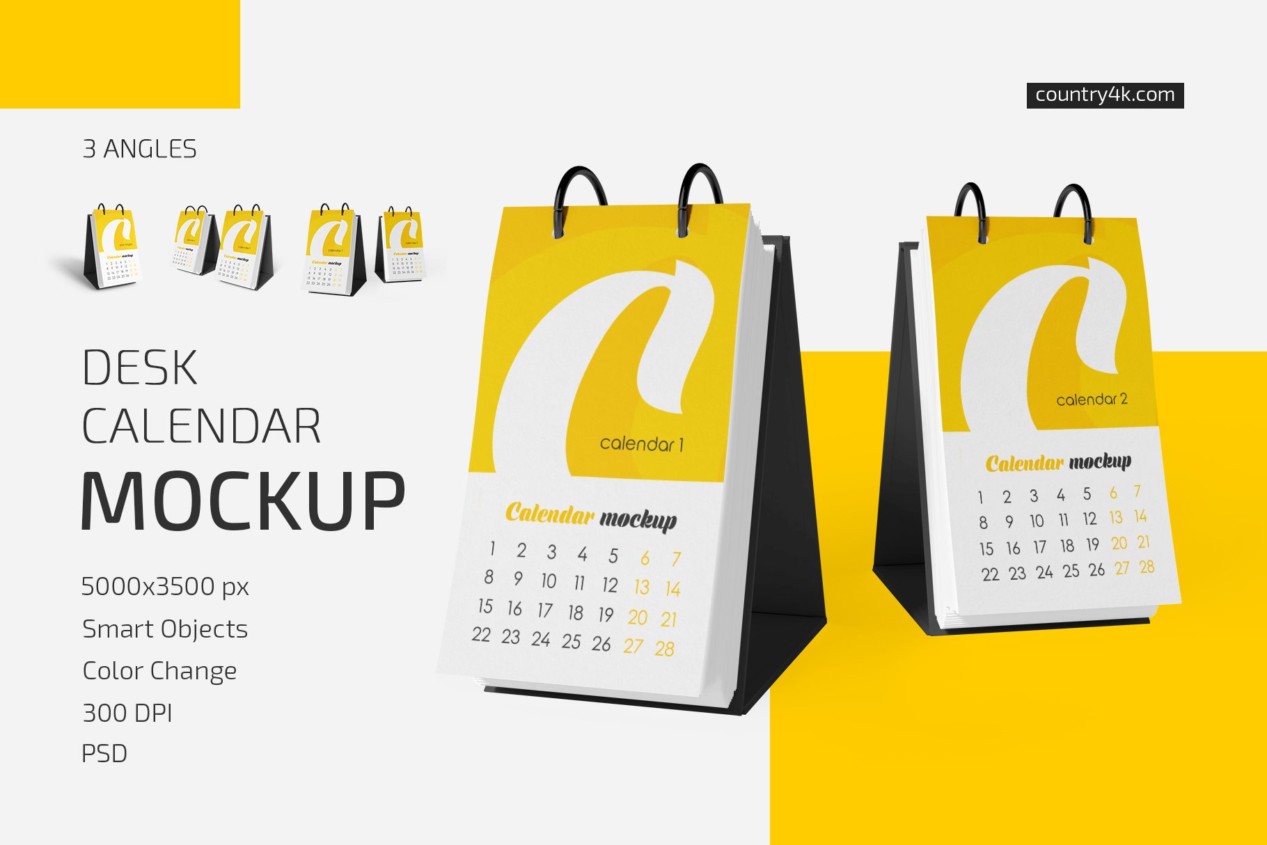 简约日历台历设计展示贴图样机合集 Desk Calendar v06 Mockup Set_img_2