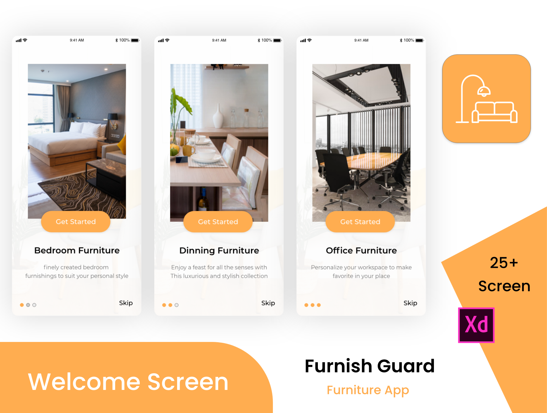 家居家具在线购买商城APP应用程序设计UI套件素材 Furnish Guard Furniture App_img_2