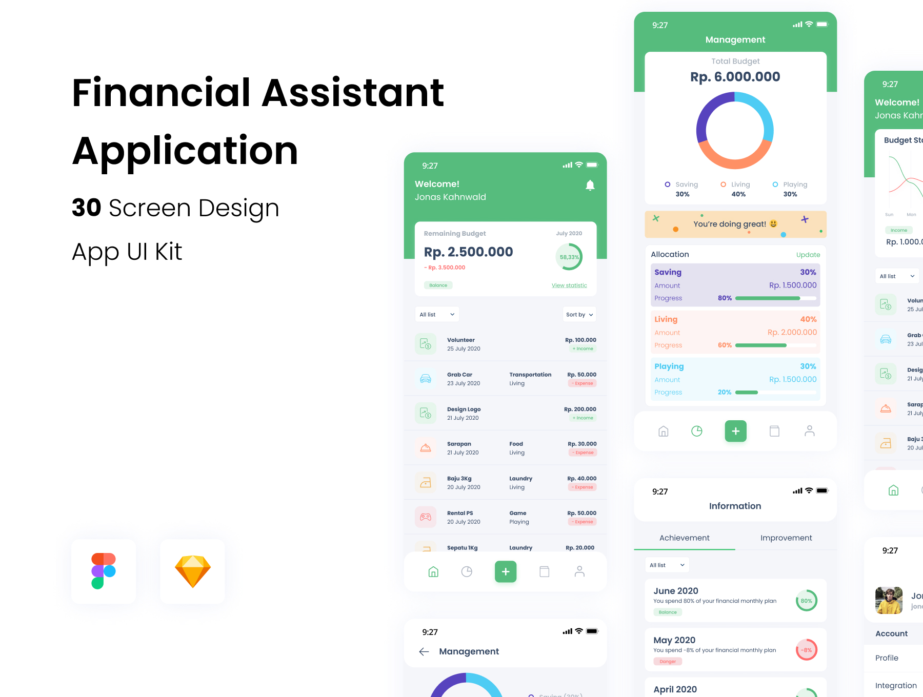 极简财务金融APP应用程序设计UI套件 Financial Assistant_img_2