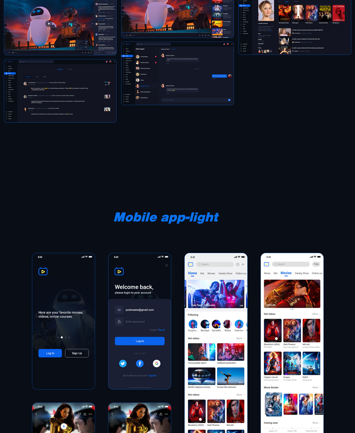 炫酷视频共享APP应用程序界面设计UI套件素材 Video Sharing Platform APP Ui Kit_img_2