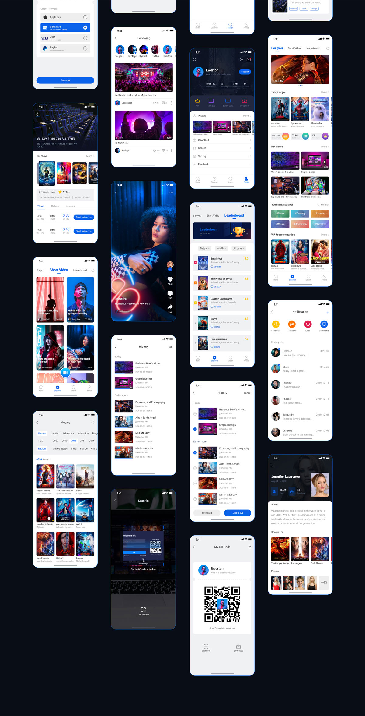 炫酷视频共享APP应用程序界面设计UI套件素材 Video Sharing Platform APP Ui Kit_img_2