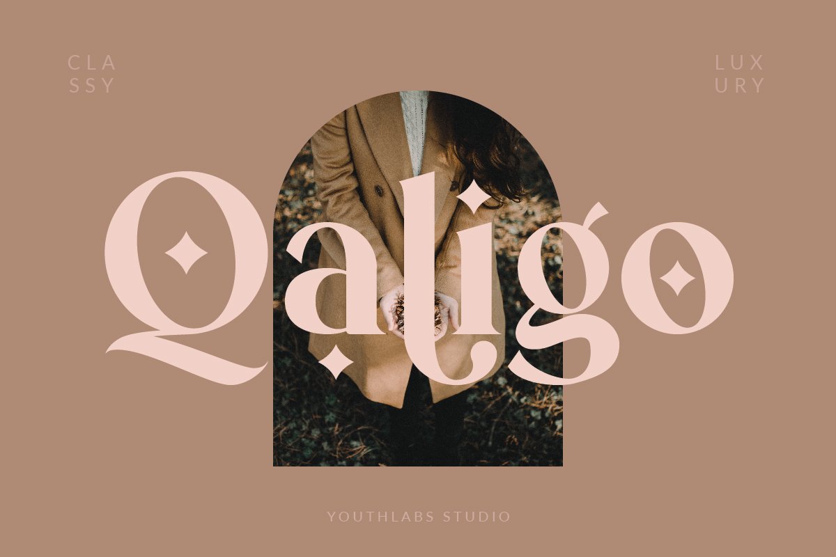 优雅奢华杂志海报标题文字设计衬线英文字体素材 Elegant Qaligo Serif Font_img_2