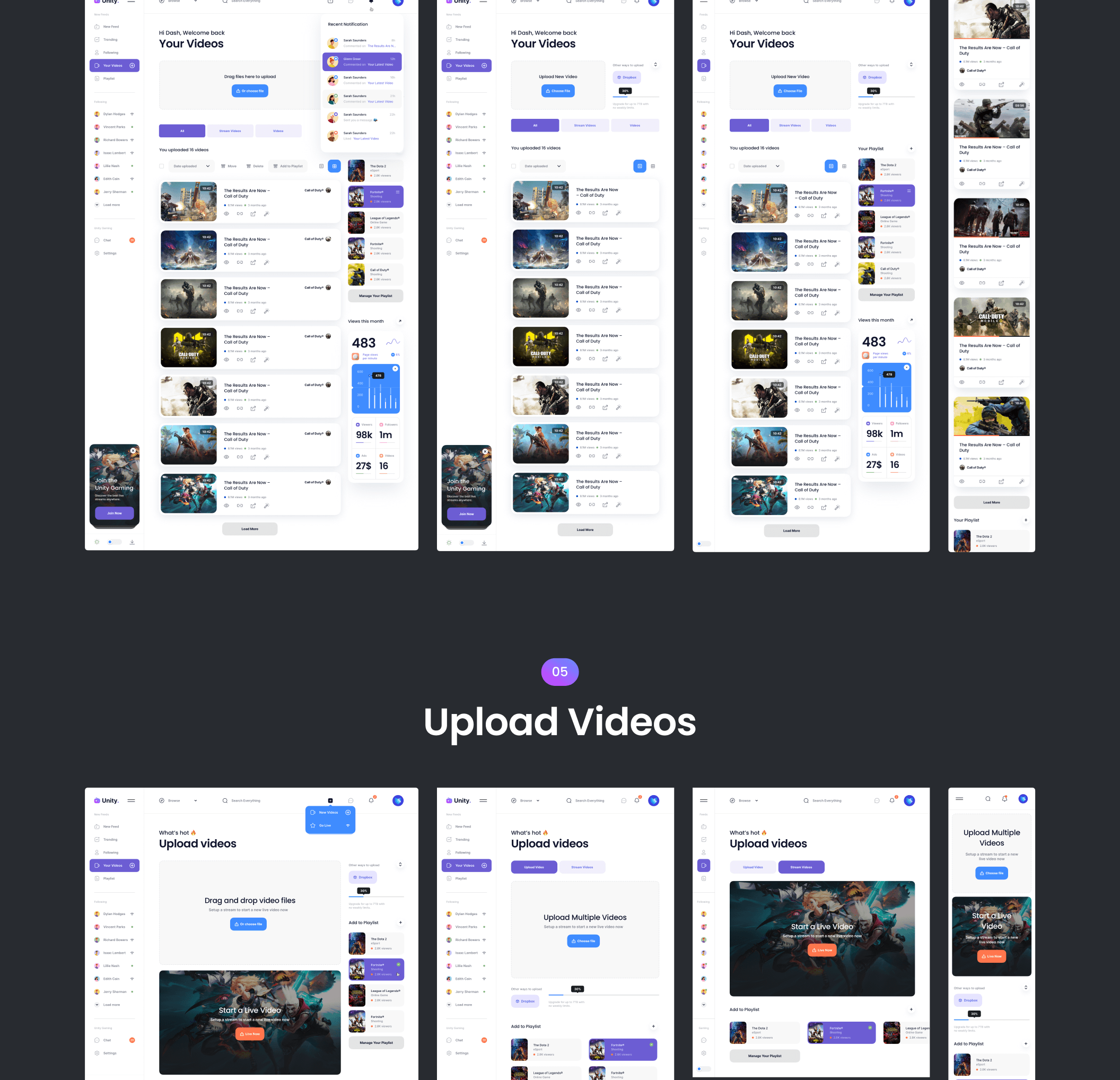 炫酷自适应游戏仪表盘界面设计UI套件素材 Unity Dashboard Kit - Gaming_img_2