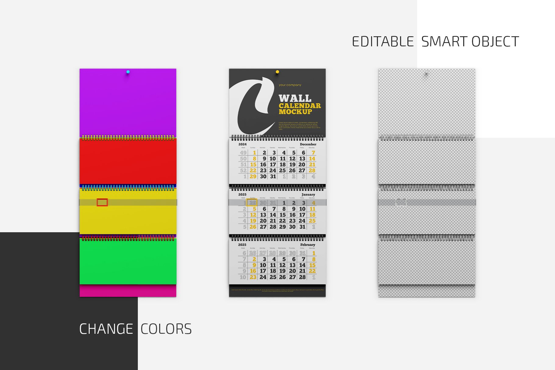 12款台历日历挂历设计展示贴图样机合集 Wall Calendar Mockup Bundle_img_2