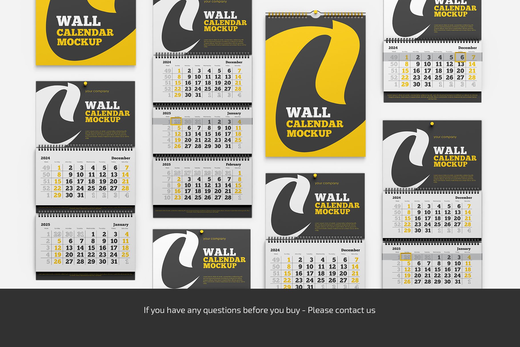 12款台历日历挂历设计展示贴图样机合集 Wall Calendar Mockup Bundle_img_2