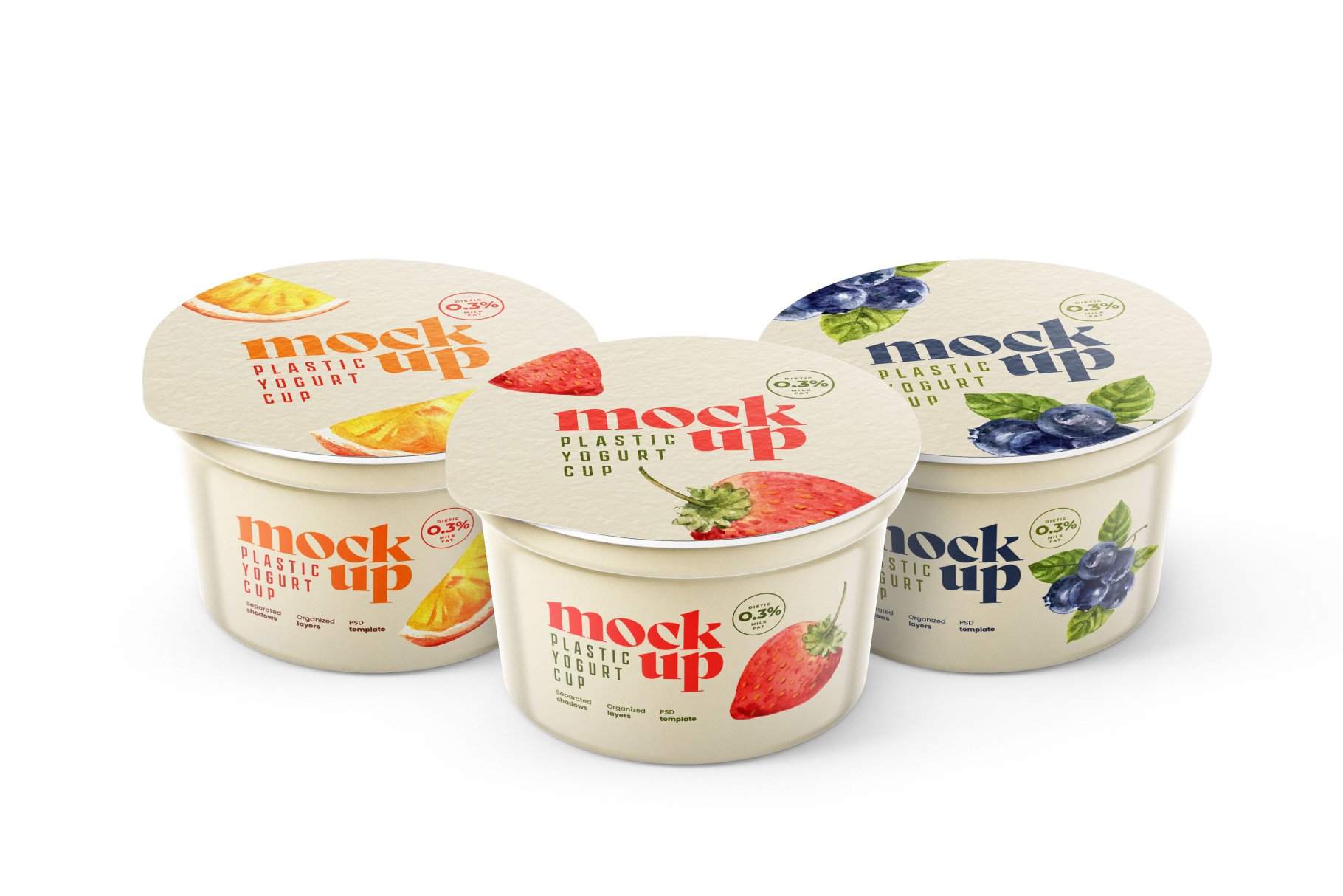 15个新颖酸奶杯设计展示贴图样机模板PS素材 Yogurt Cup Packaging Mockup Set_img_2