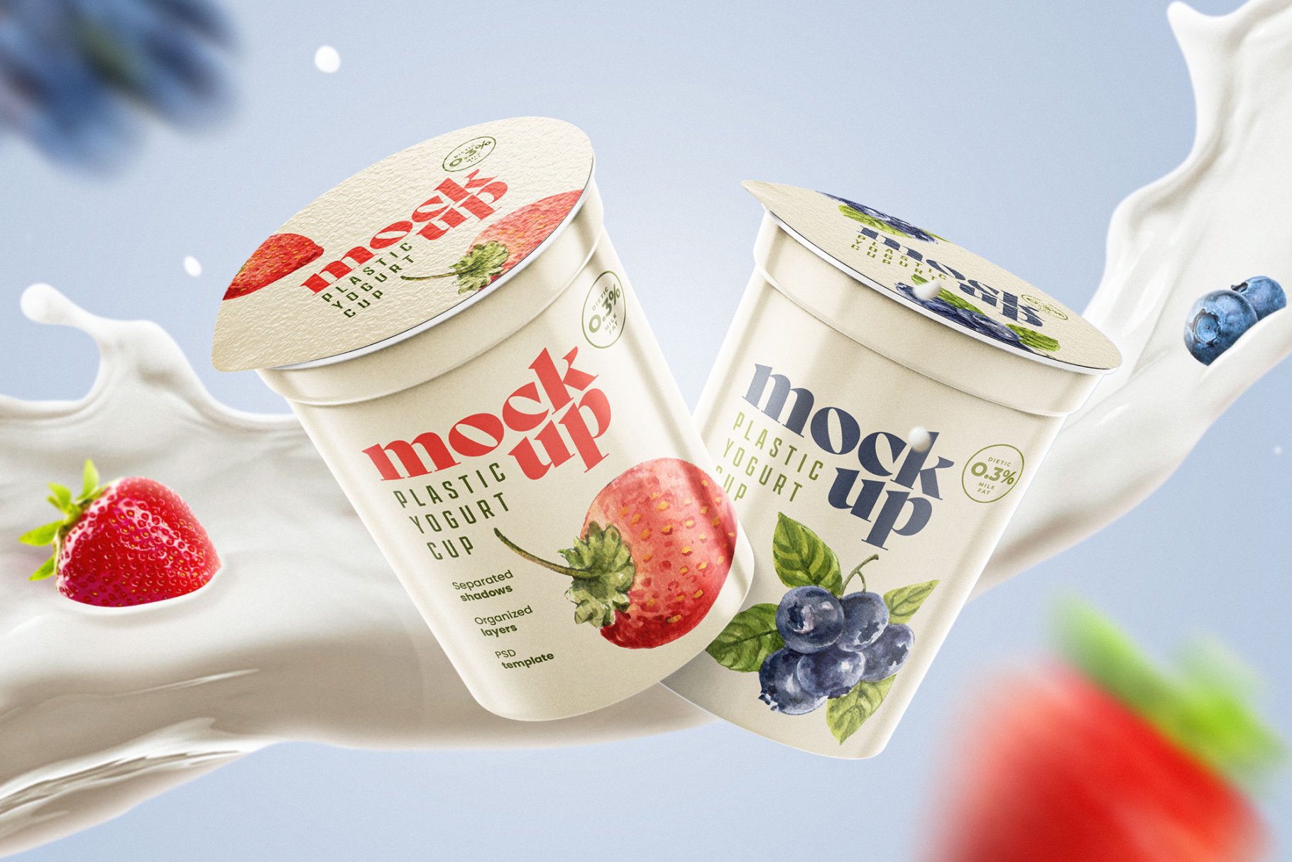 15个新颖酸奶杯设计展示贴图样机模板PS素材 Yogurt Cup Packaging Mockup Set_img_2