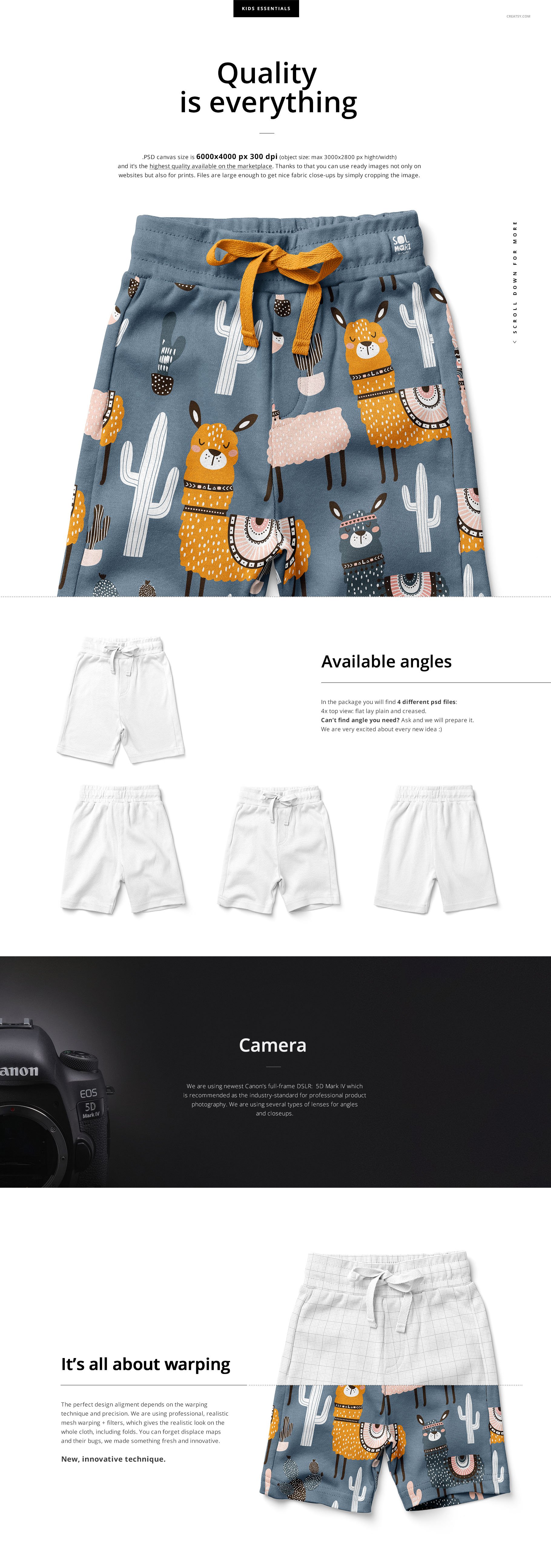 时尚儿童棉短裤印花图案设计展示贴图样机合集 Kids Cotton Shorts Mockup Set_img_2