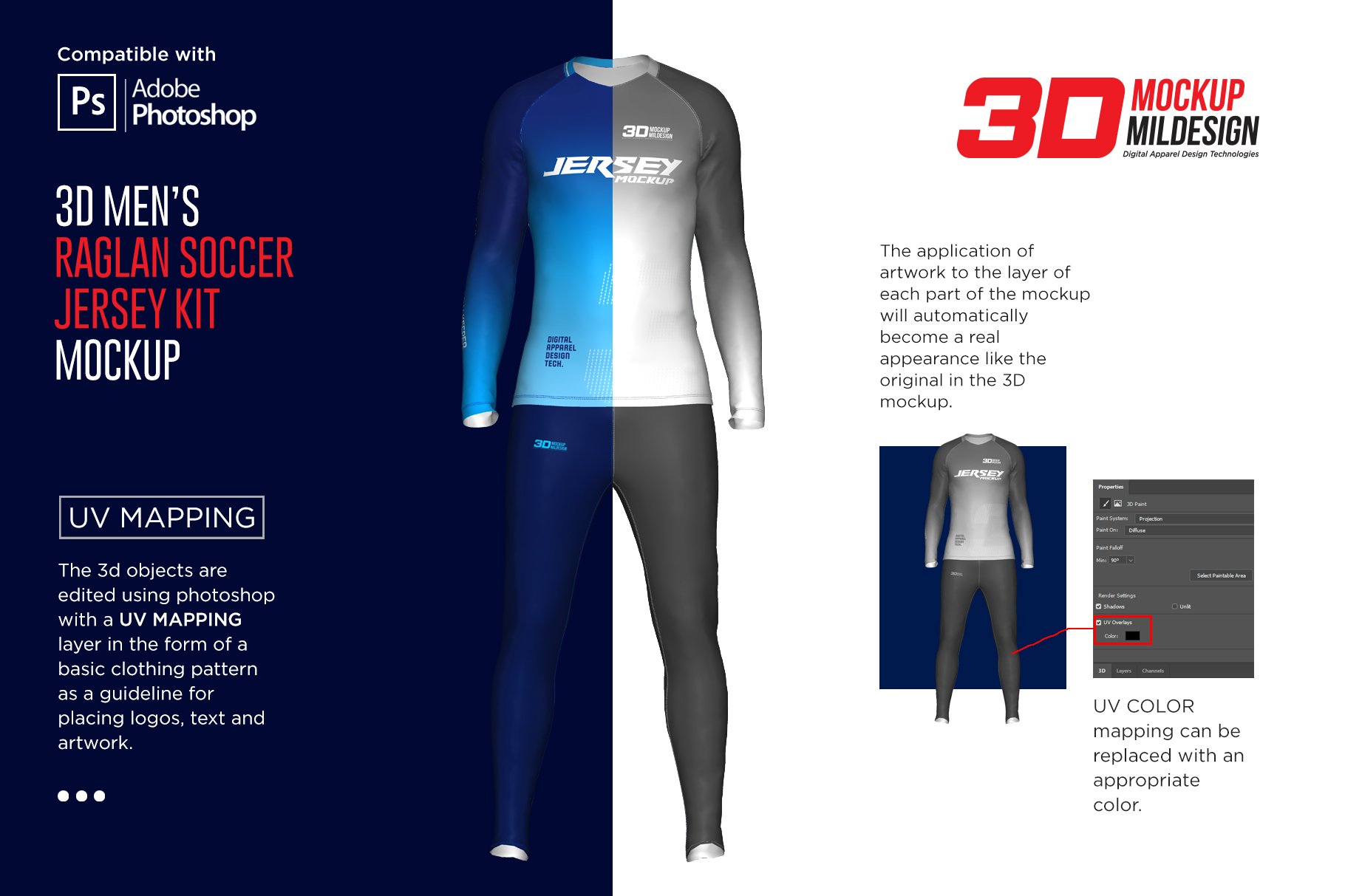 3D男士足球守门员球服设计展示样机PSD模板 3D Mens Soccer Goalkeeper Kit Psd_img_2