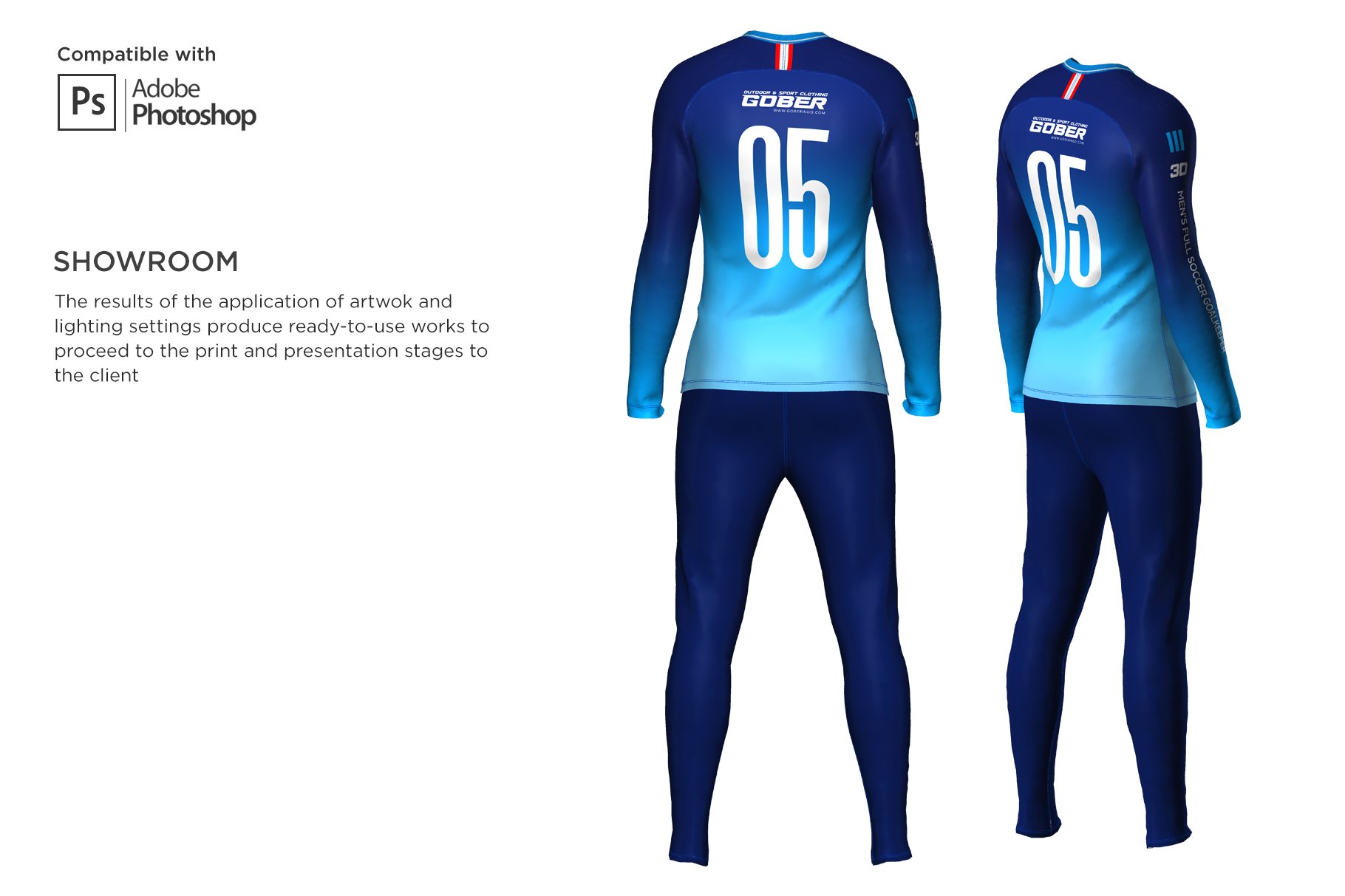 3D男士足球守门员球服设计展示样机PSD模板 3D Mens Soccer Goalkeeper Kit Psd_img_2