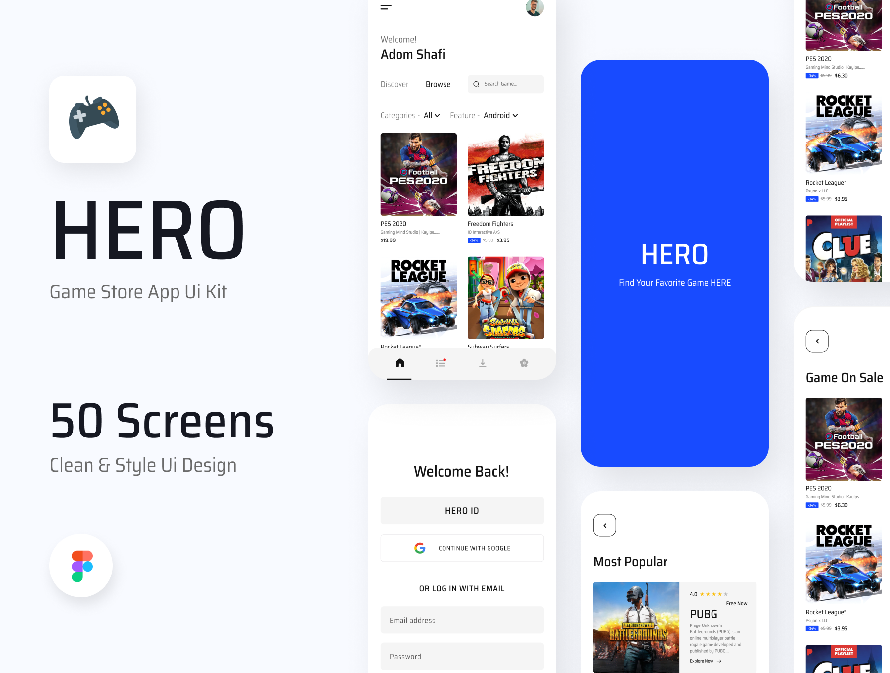 简洁电子商城iOS APP应用程序设计UI套件素材 HERO- Game Store App Ui Kit_img_2