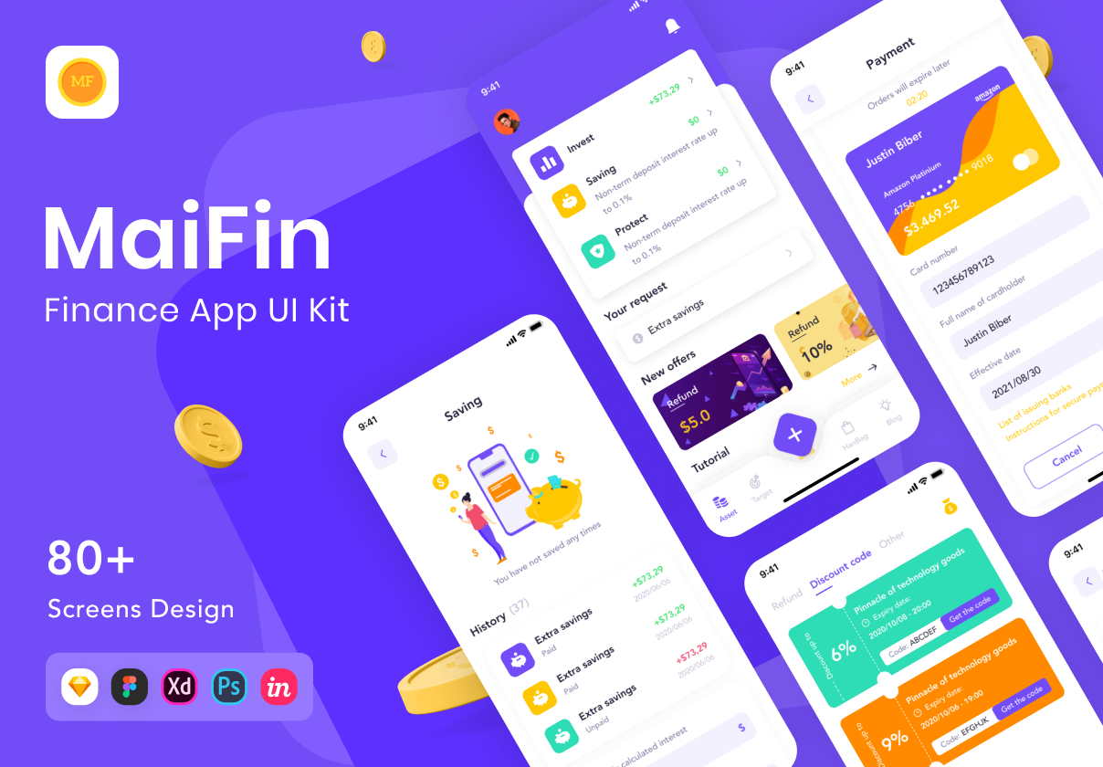 时尚财务电子钱包APP应用程序设计UI套件 MaiFin - Finance App UI Kit_img_2