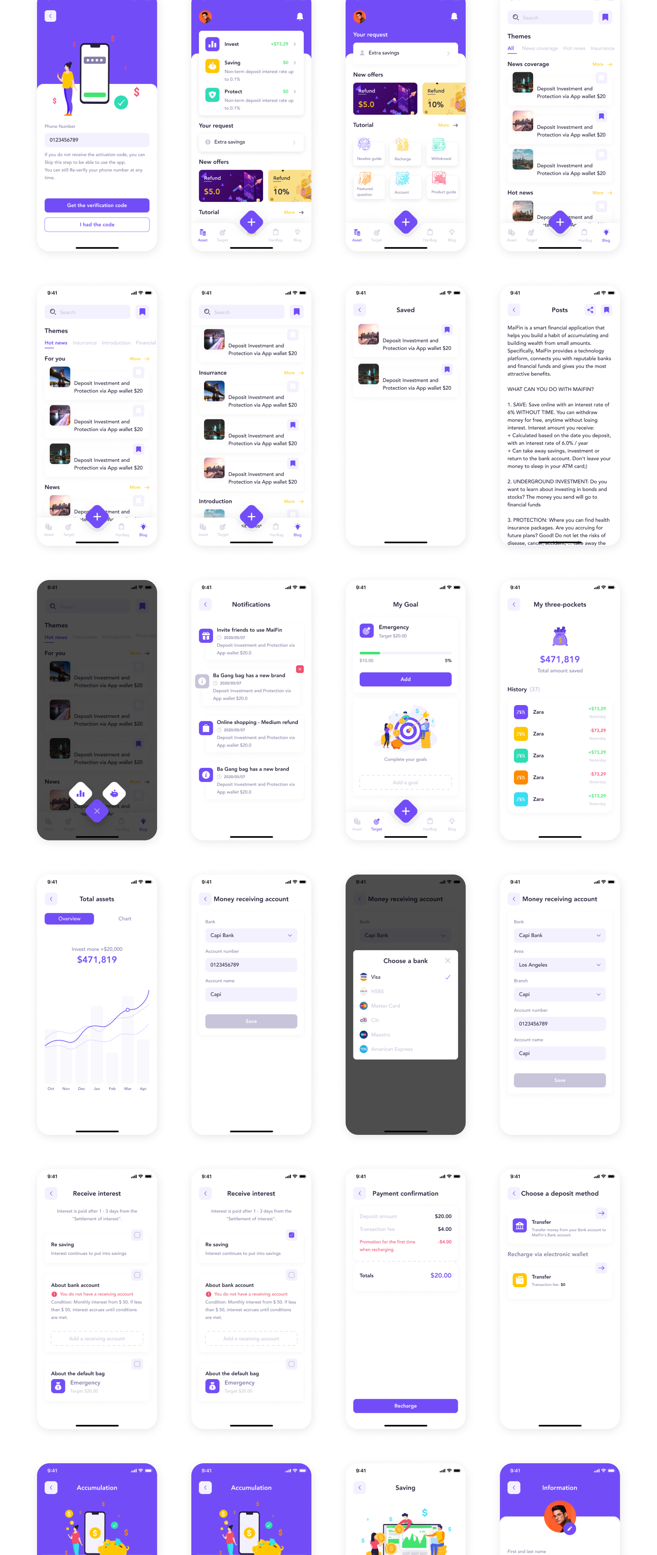 时尚财务电子钱包APP应用程序设计UI套件 MaiFin - Finance App UI Kit_img_2