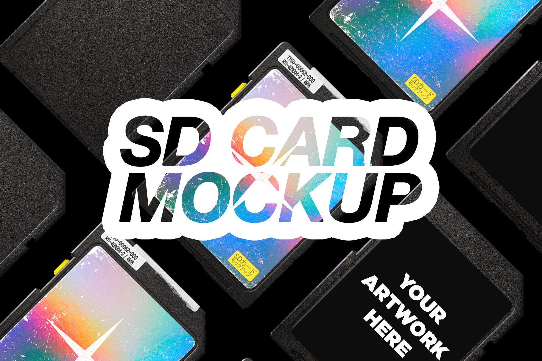 潮流SD卡内存卡外观贴纸设计展示样机 SD Card Memory Mockup_img_2