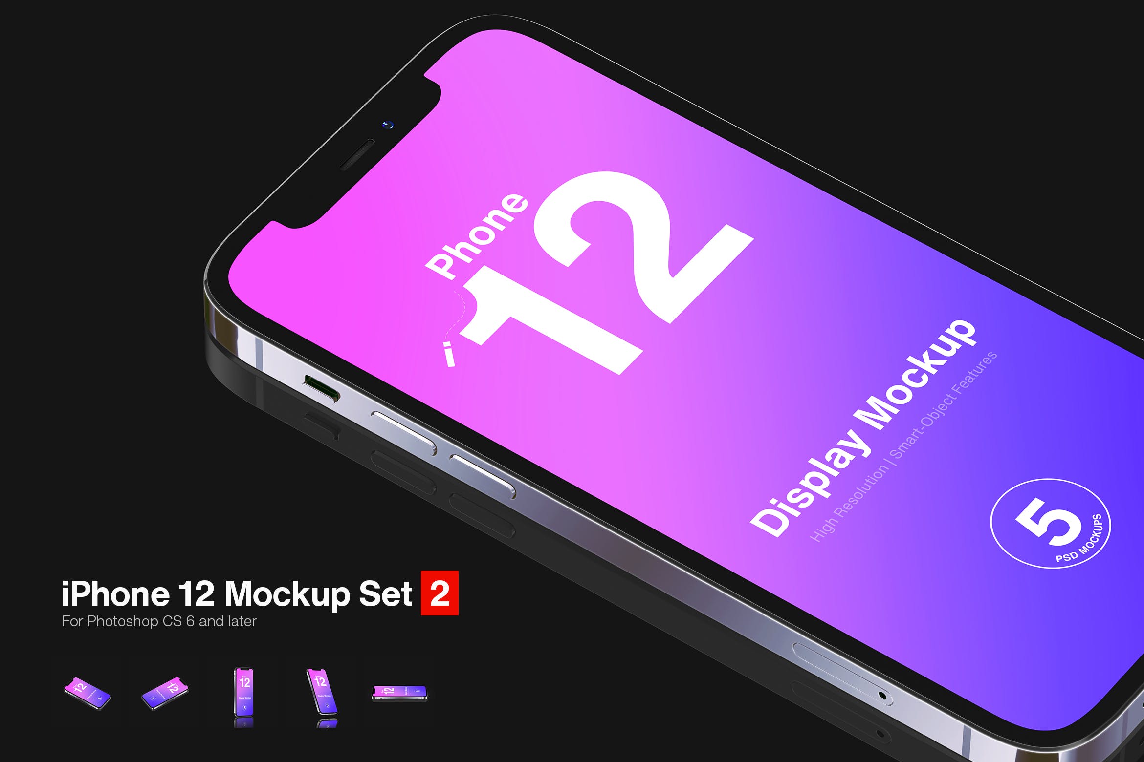 简约苹果手机iPhone 12屏幕演示APP界面设计演示样机 iPhone 12 Mockup Set 2_img_2