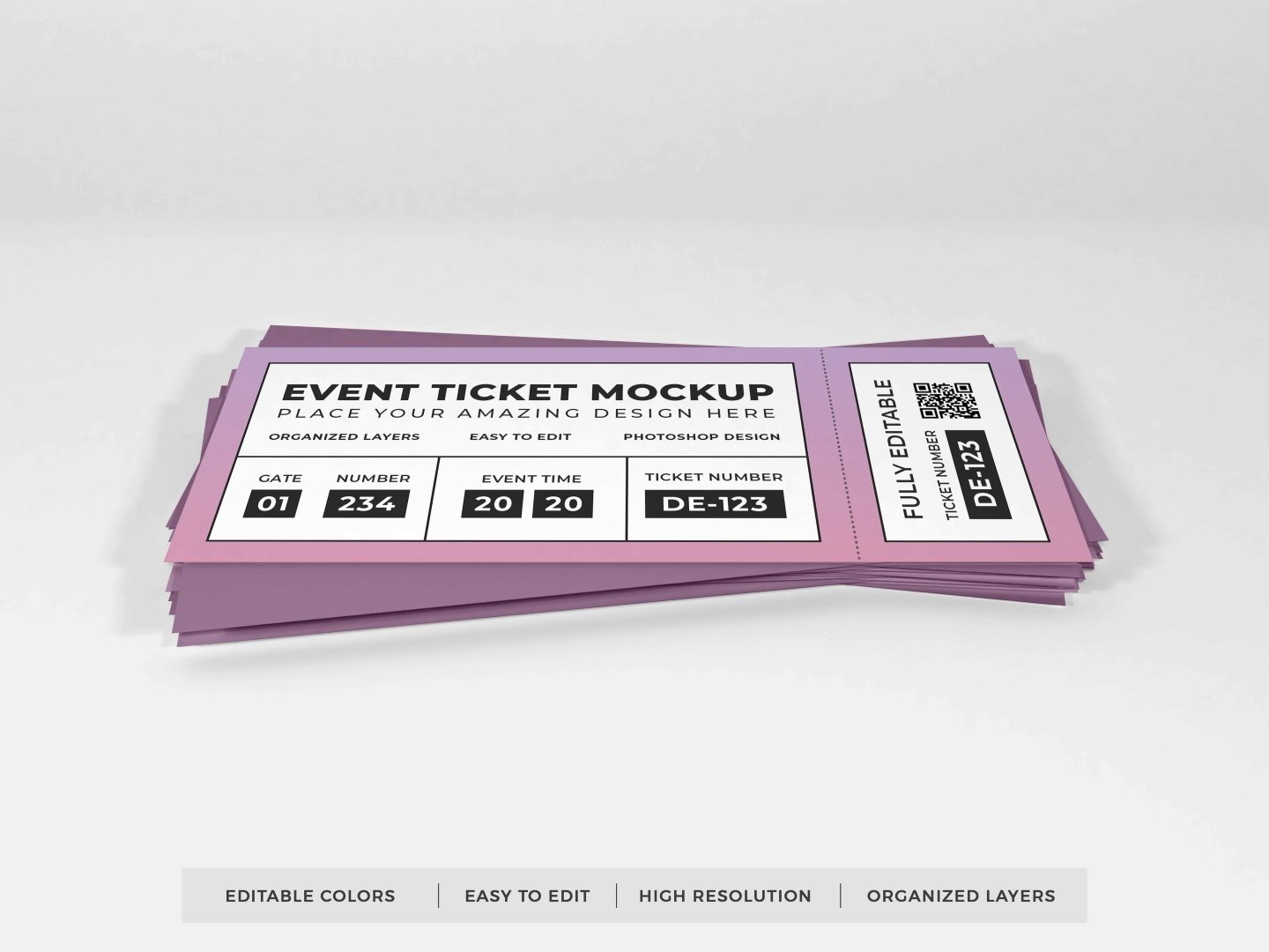 10款活动门票机票优惠券设计贴图样机 Event Ticket Mockup Bundle Vol 1_img_2