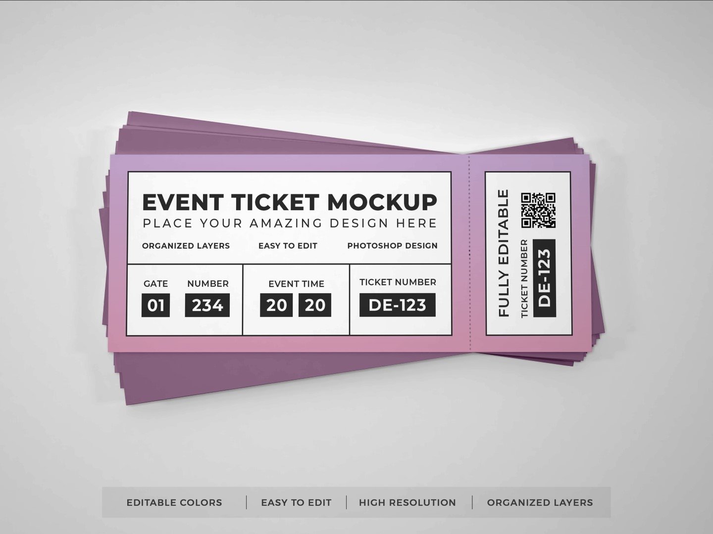 10款活动门票机票优惠券设计贴图样机 Event Ticket Mockup Bundle Vol 1_img_2