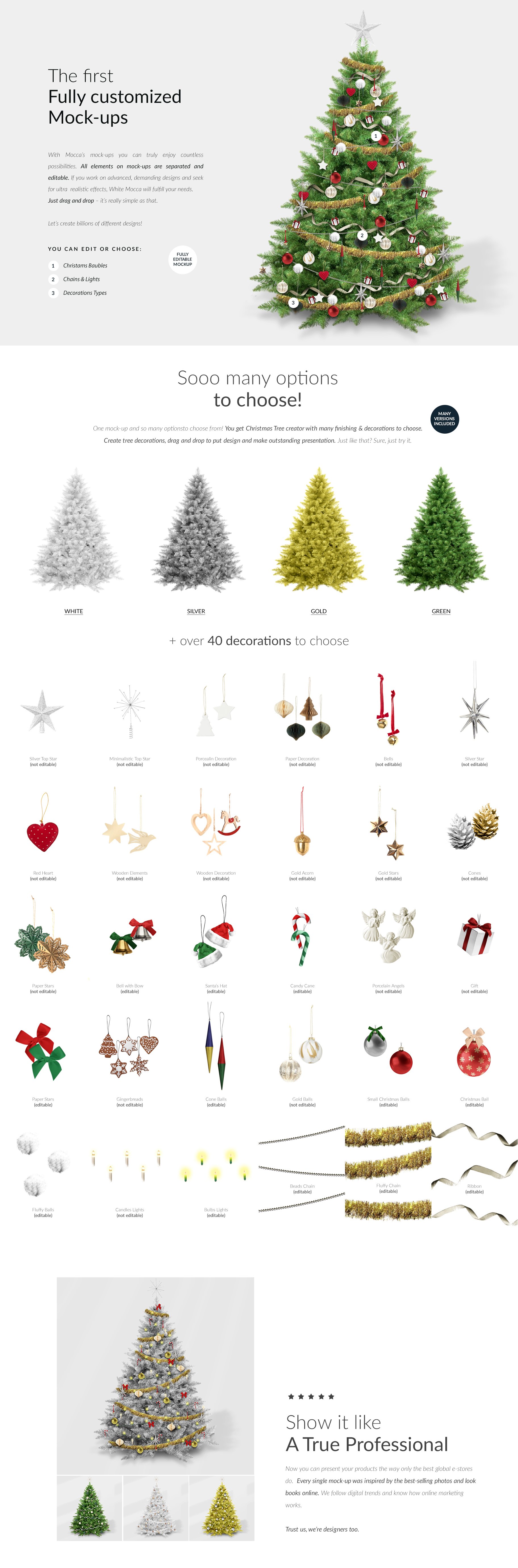 时尚圣诞树场景创造者装饰图案PSD素材 Christmas Tree Creator Mockup_img_2