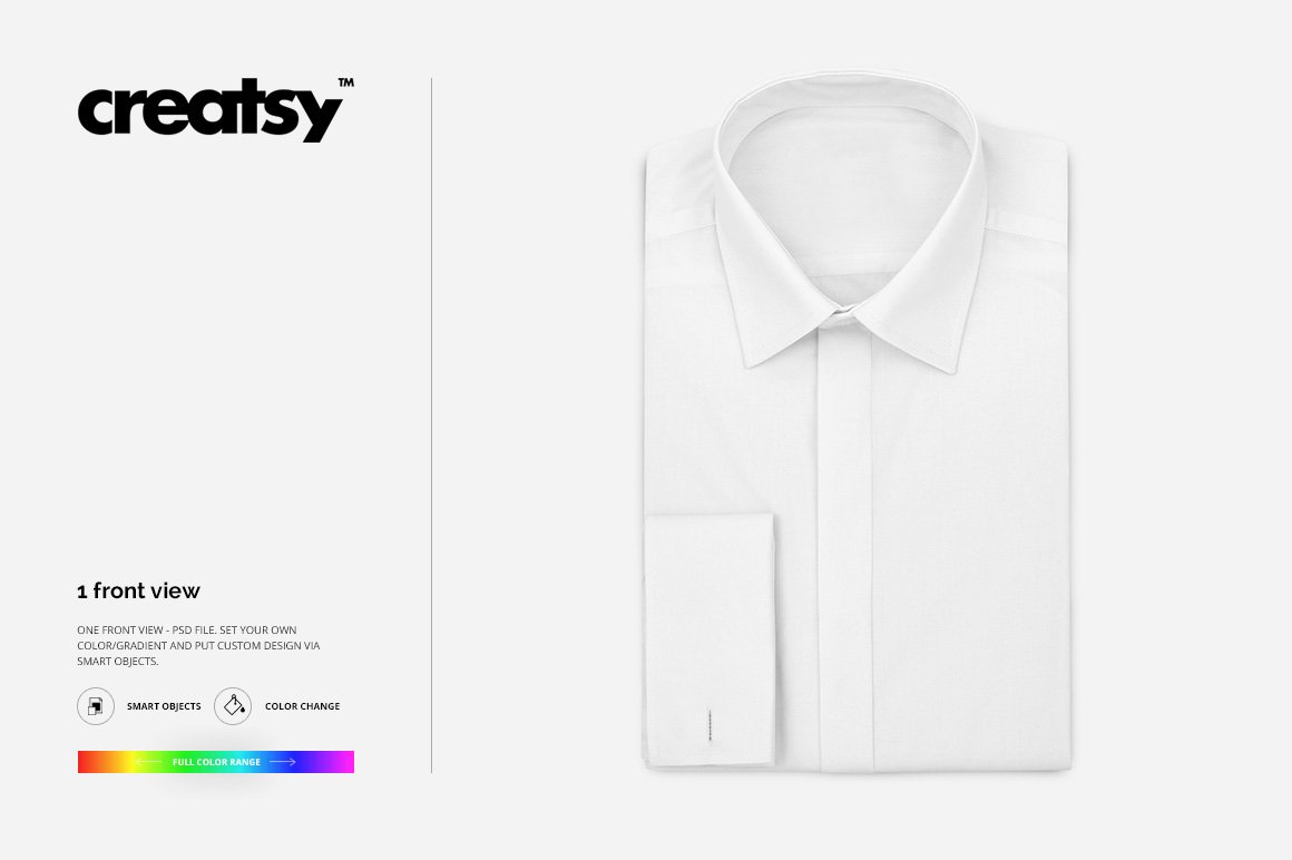 折叠式正装衬衫印花图案设计贴图样机 Folded Formal Dress Shirt Mockup_img_2