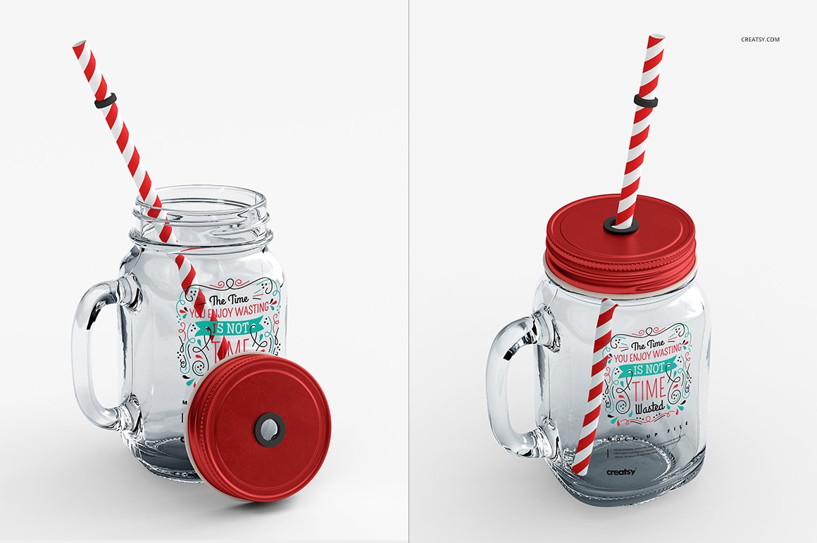 时尚梅森罐子玻璃罐设计展示样机合集 Mason Jar Mockup Set_img_2