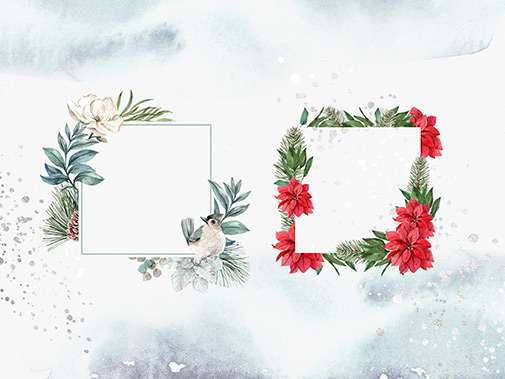 时尚冬季花环动物手绘水彩画PNG透明图片素材 Winter Flowers Watercolor PNG Clipart_img_2