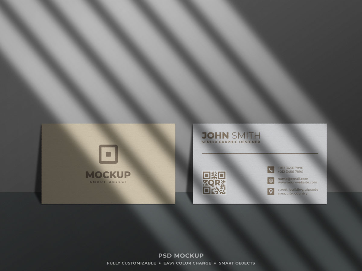 6款极简带阴影商务名片卡片设计贴图样机 Minimal And Clean Business Card Mockup_img_2